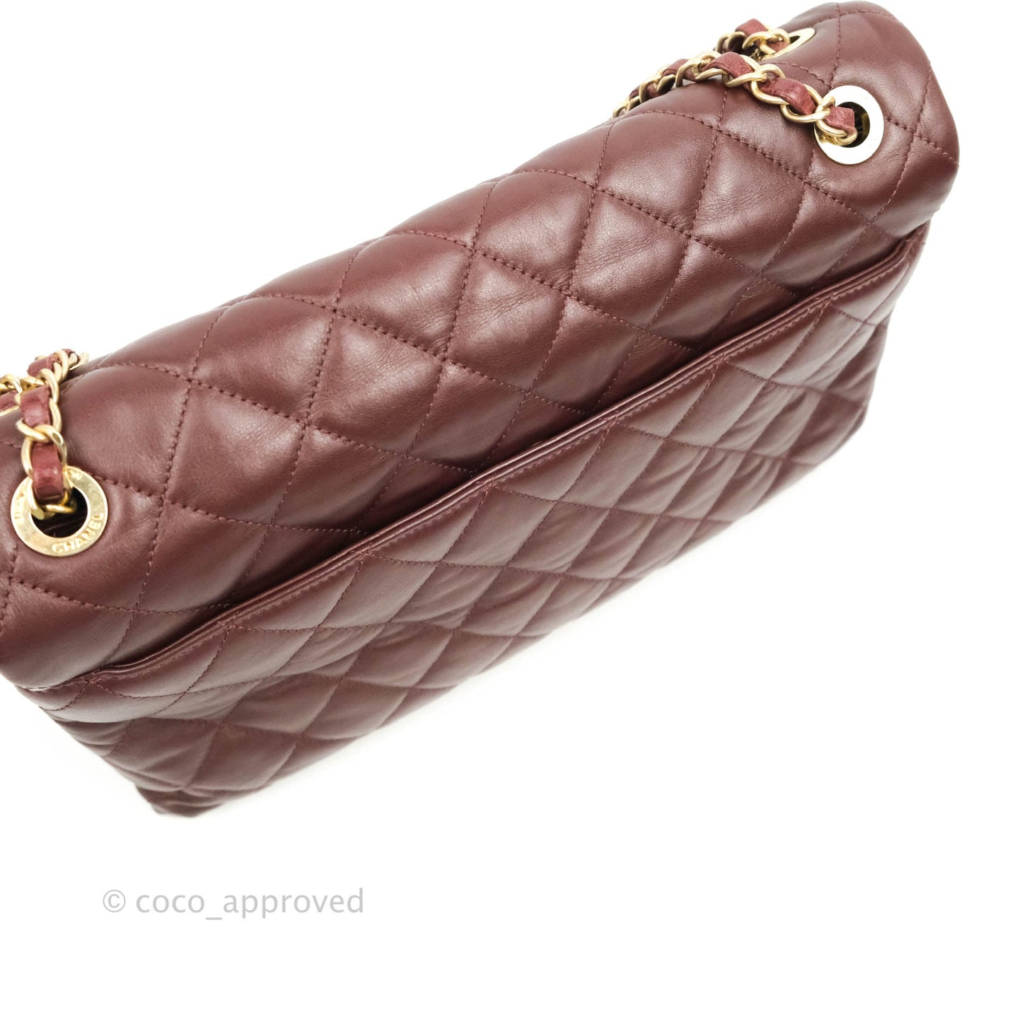 Chanel Quilted Jumbo Soft Elegance Flap Bordeaux Calfskin Aged Gold Hardware