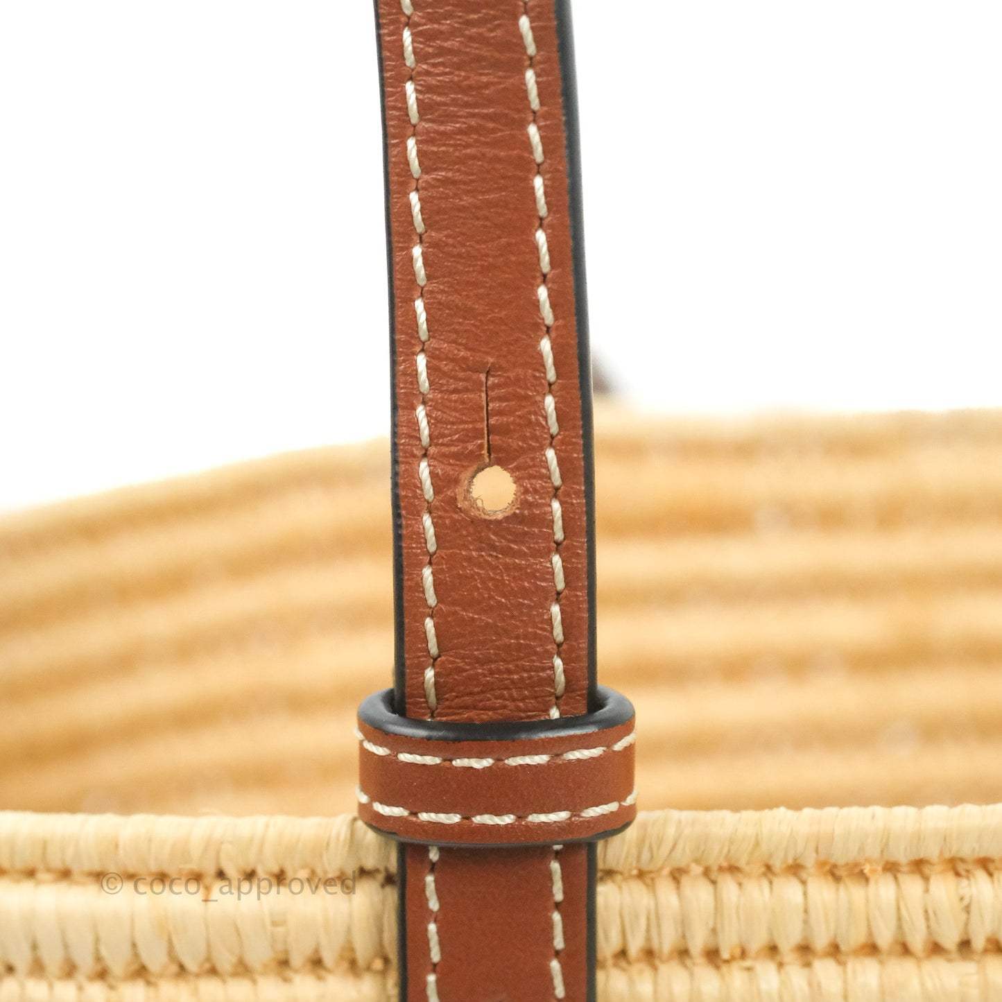 Loewe Small Square Basket Bag Raffia Calfskin Natural/Pecan