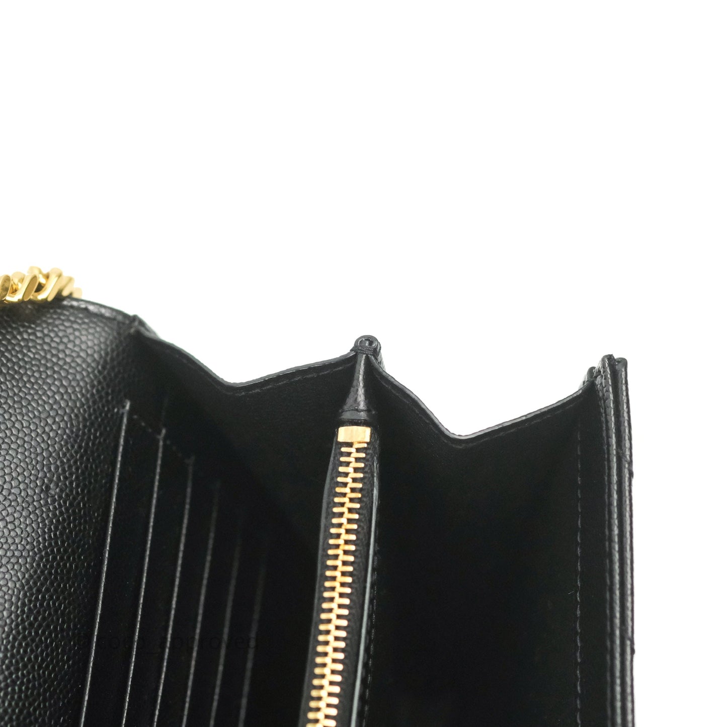 Saint Laurent Wallet on Chain Large Black Grained Leather Gold Hardware