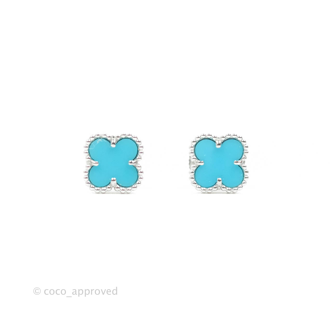 Van Cleef & Arpels Sweet Alhambra Earrings Turquoise White Gold