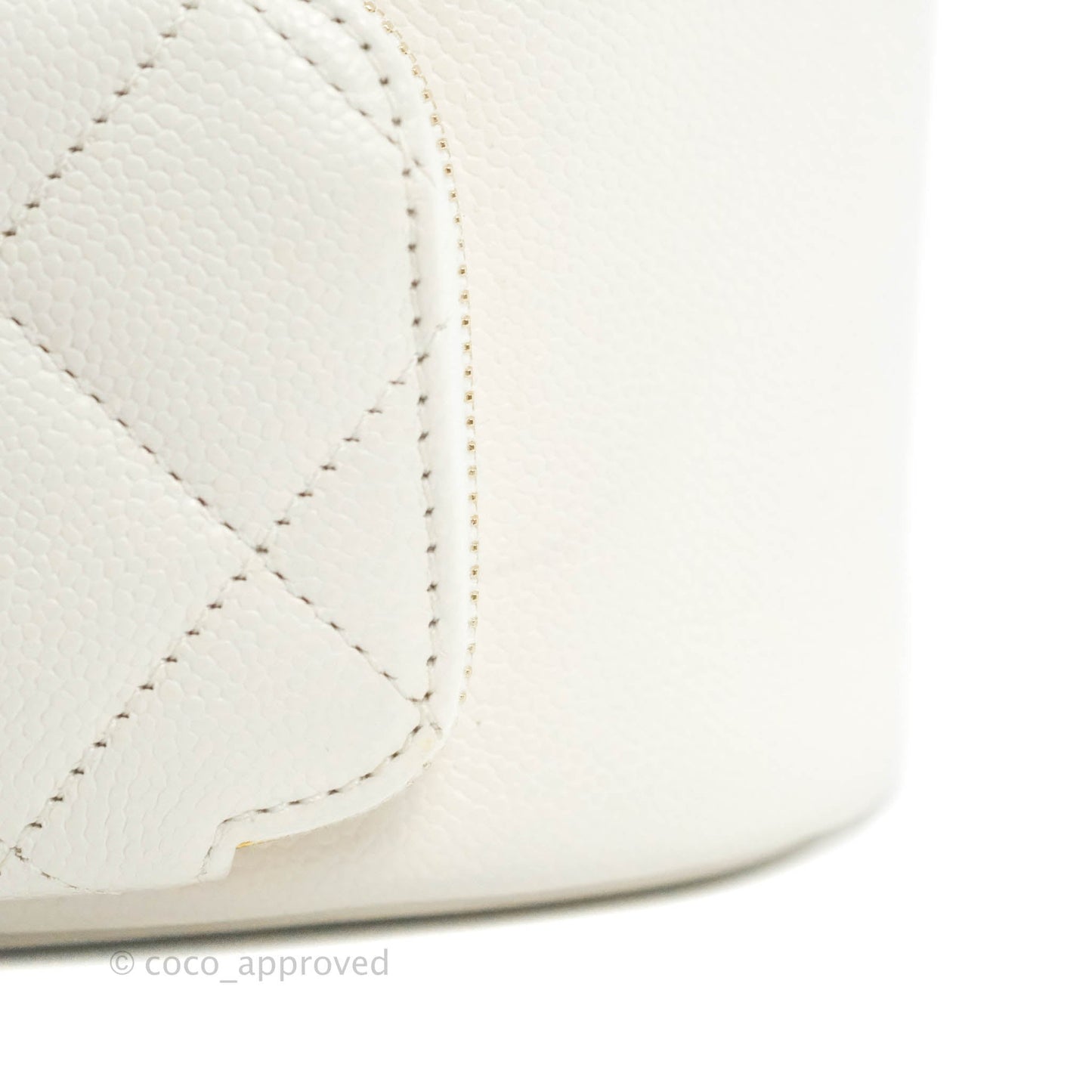 Chanel Business Affinity Drawstring Bucket Bag White Caviar Gold Hardware