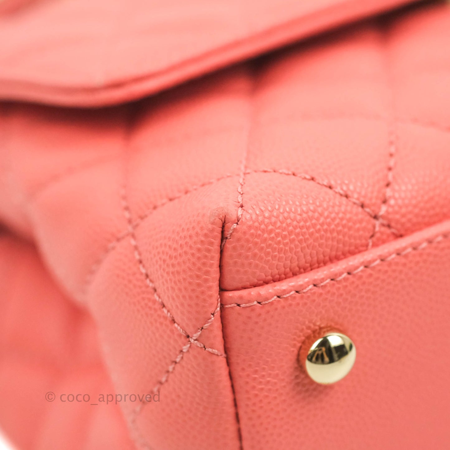 Chanel Small Quilted Coco Handle Coral Pink Caviar Gold Hardware