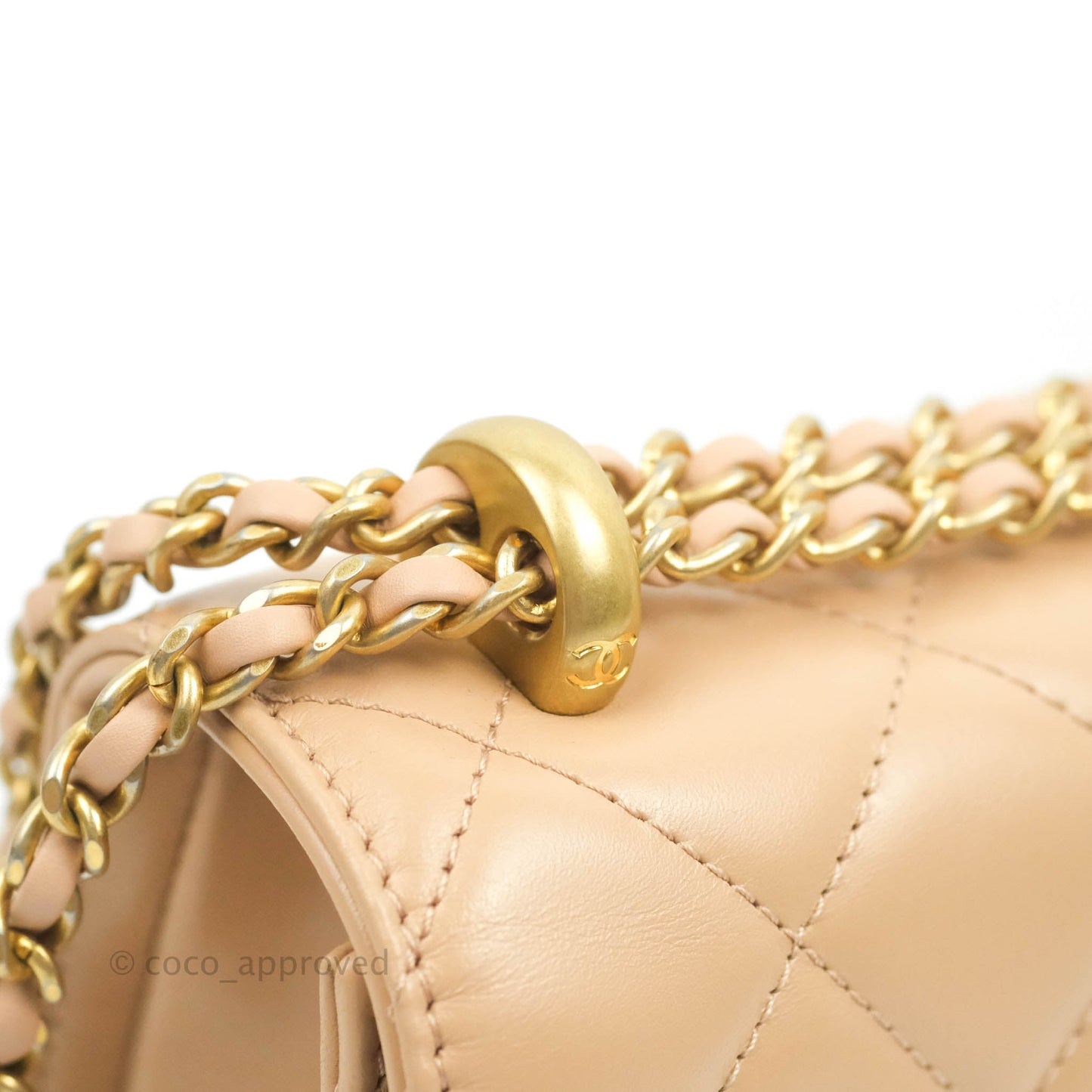 Chanel Quilted Mini Perfect Fit Adjustable Beige Calfskin Gold Hardware 21A