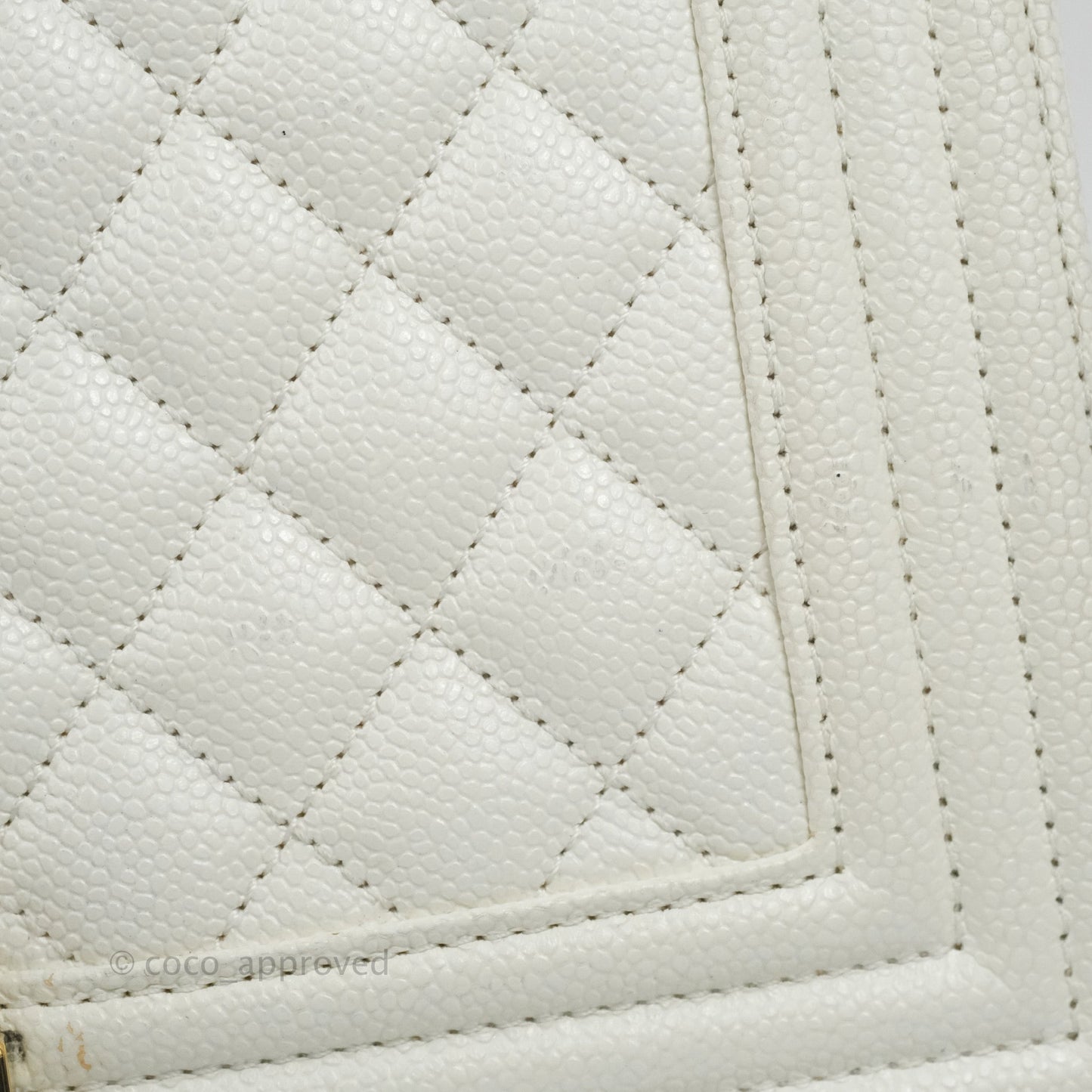 Chanel Quilted Medium Boy White Caviar Gold Hardware