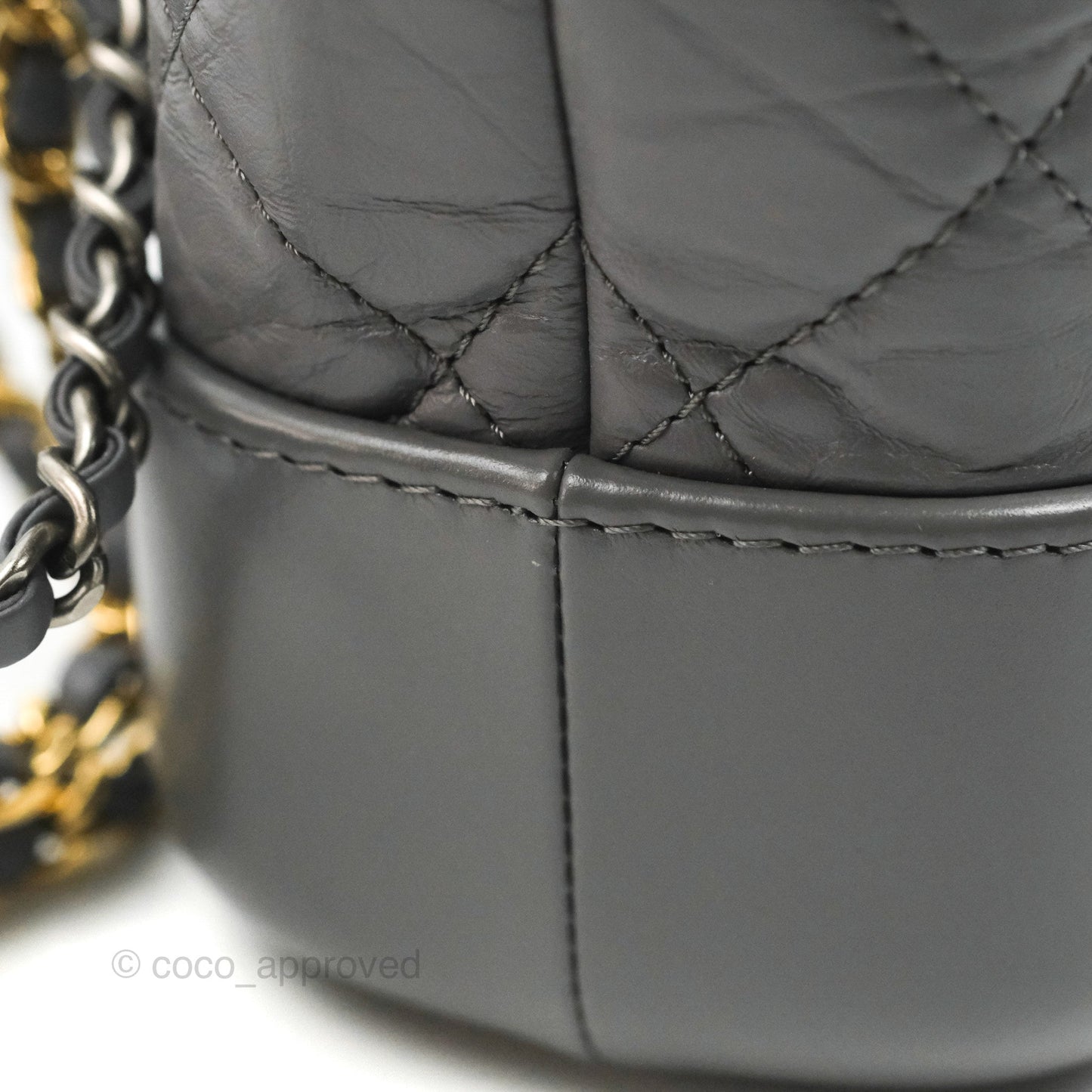 Chanel Quilted Small Gabrielle Hobo Grey Calfskin Mixed Hardware