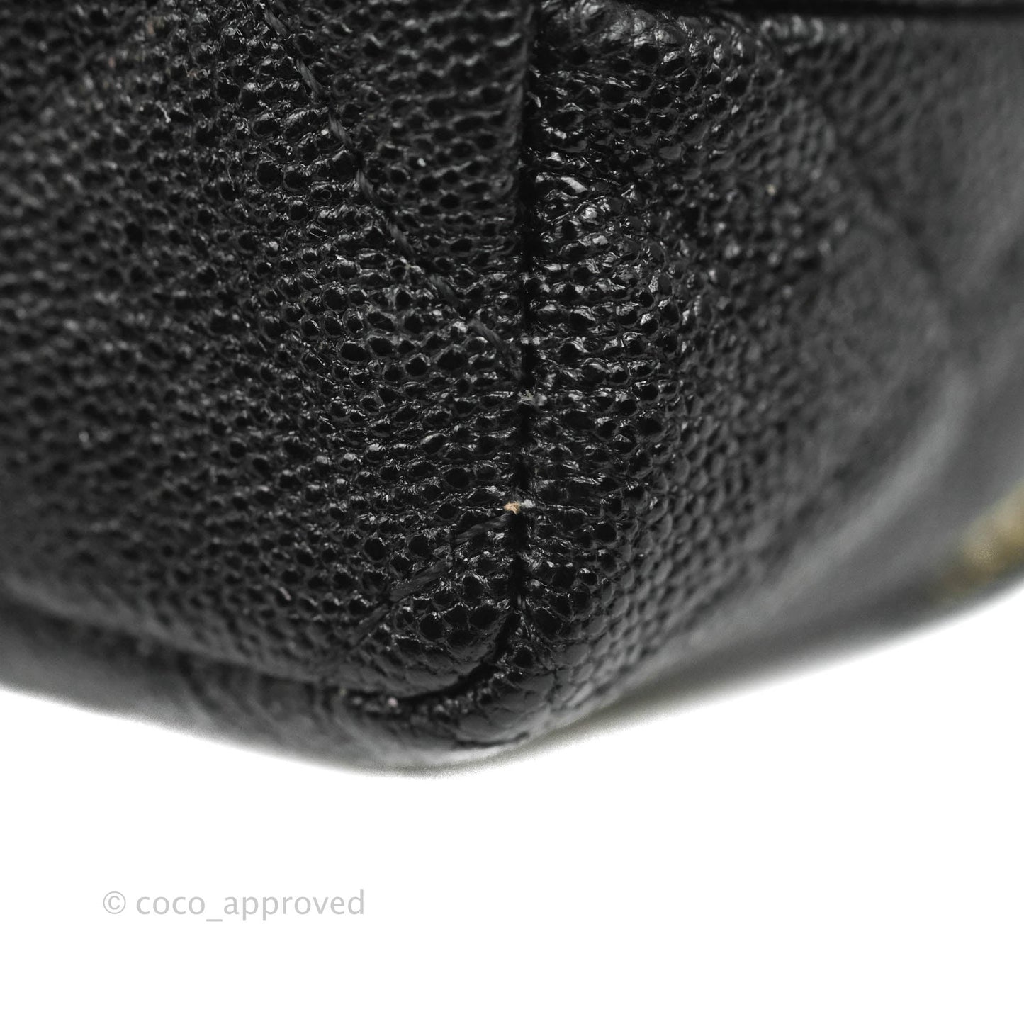 Chanel Quilted Mini Top Handle Vanity With Chain Black Caviar Aged Gold Hardware