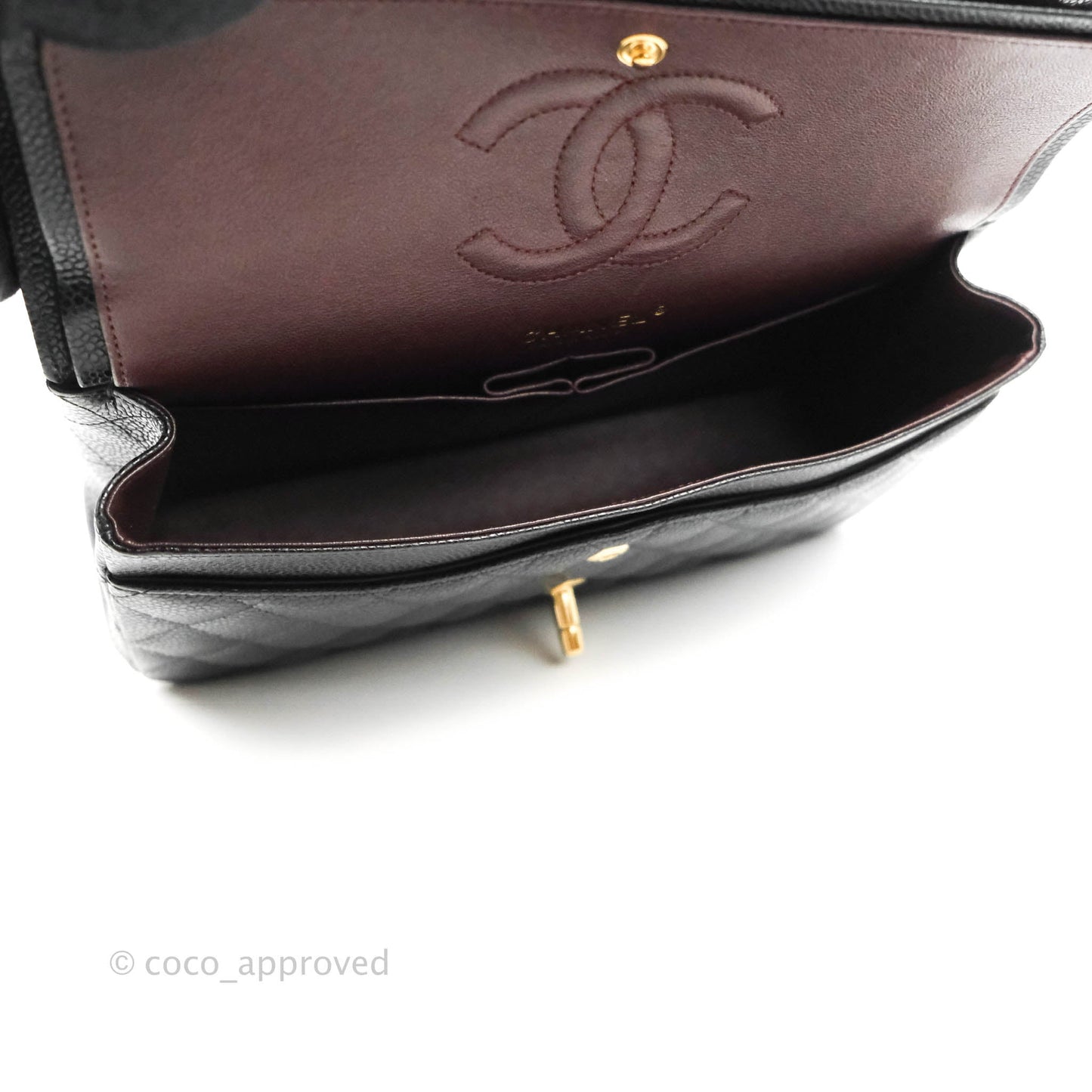 Chanel Classic M/L Medium Flap Quilted Black Caviar Gold Hardware