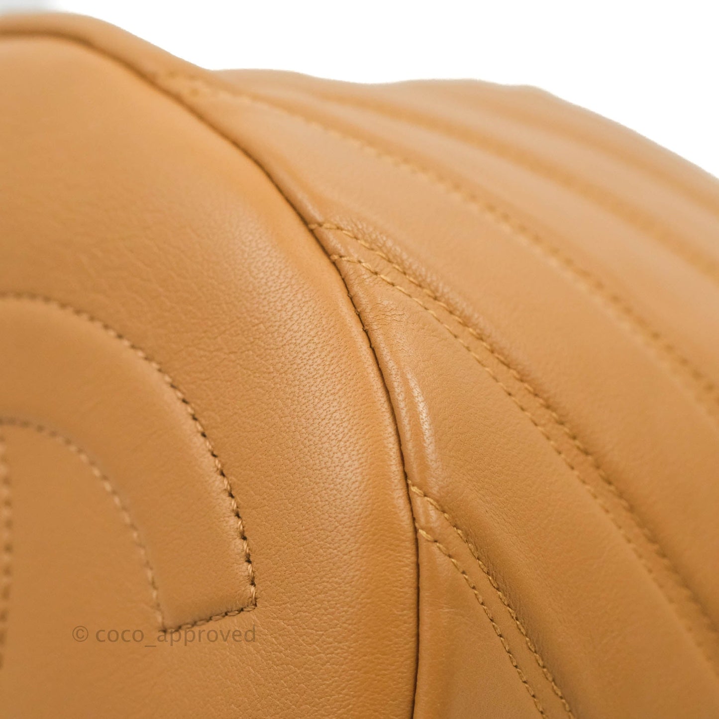 Chanel Chevron Bucket Drawstring Bag Caramel Gold Hardware
