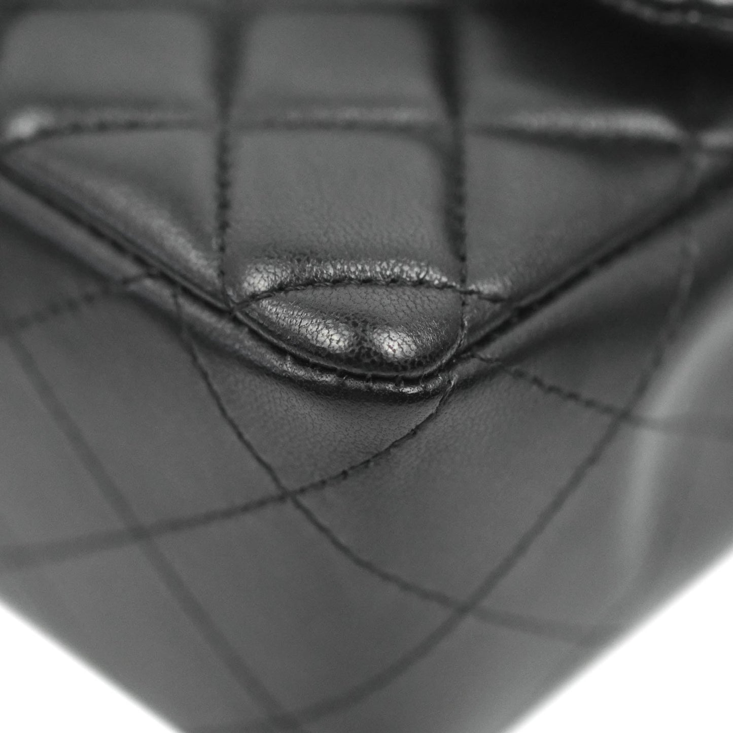 Chanel Quilted Mini Rectangular Flap Black Lambskin Silver Hardware