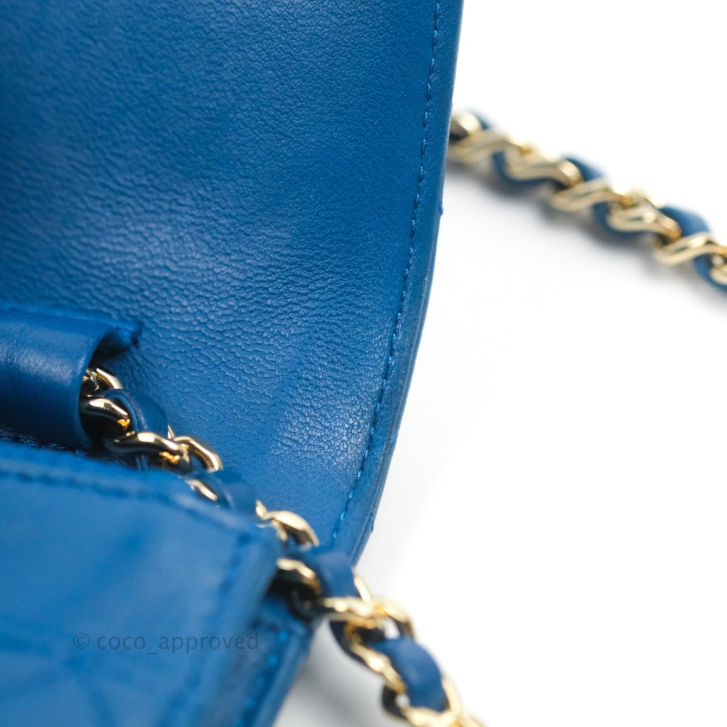 Chanel Quilted Classic Wallet on Chain WOC Blue Lambskin Gold Hardware