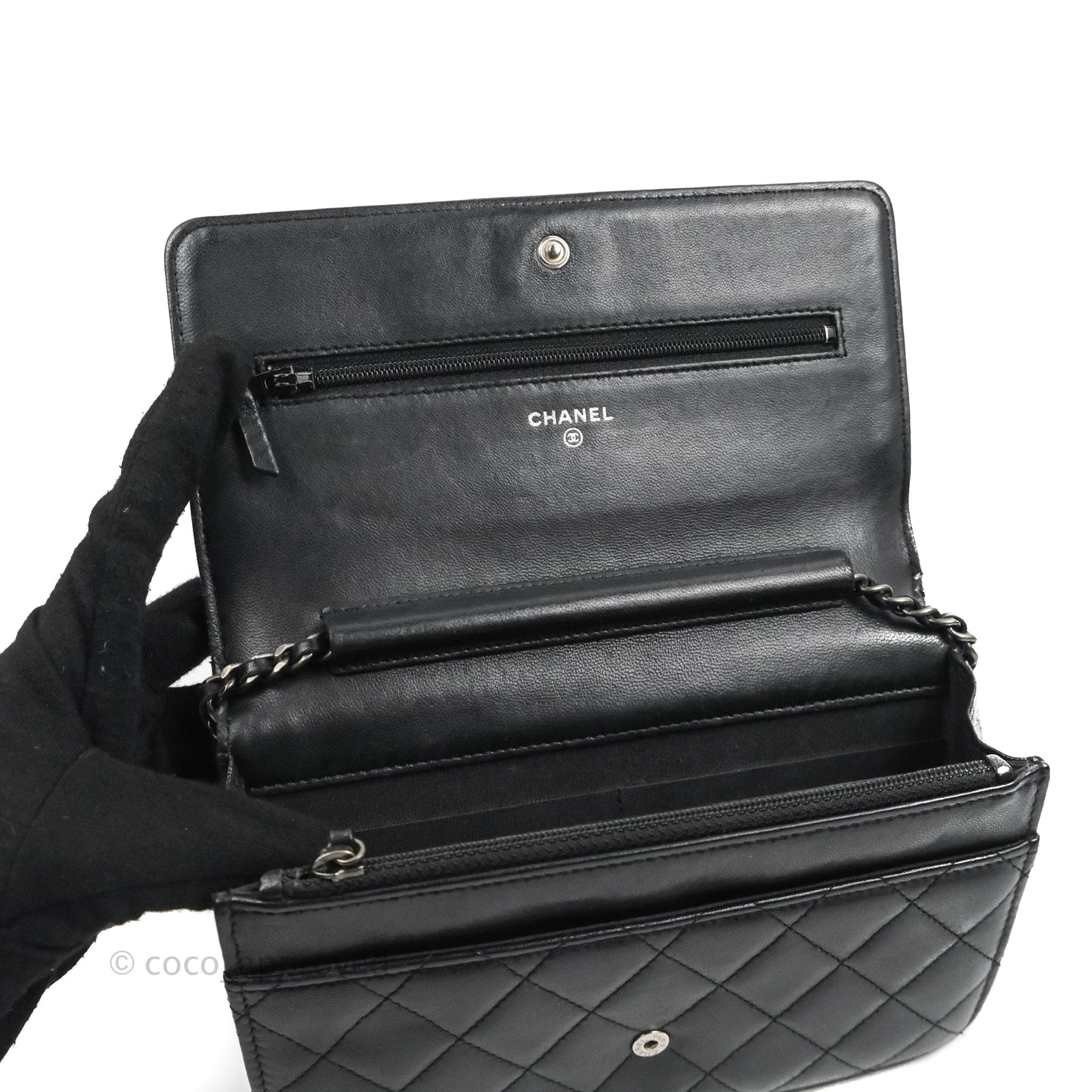 Chanel Boy Wallet on Chain WOC Black Lambskin Ruthenium Hardware