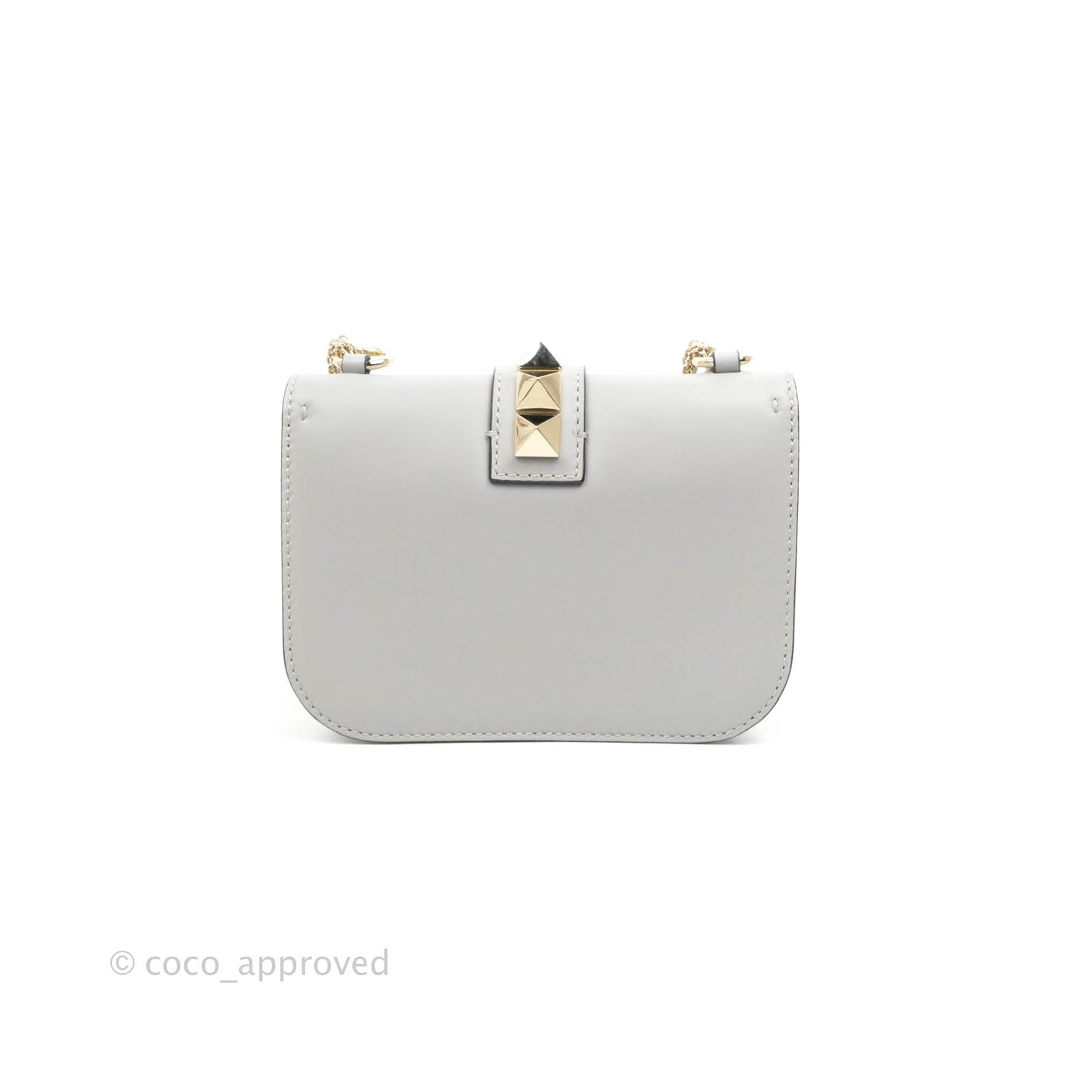 Valentino Vitello Small Glam Lock Rockstud Flap Grey