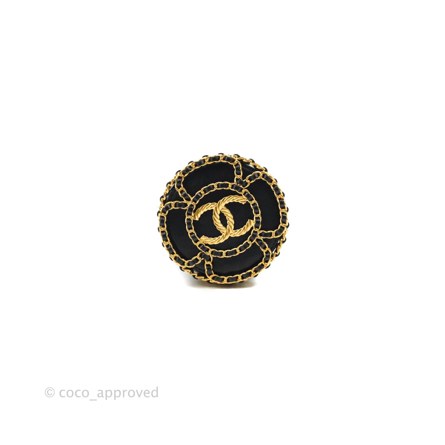 Chanel Quilted Drawstring Pearl Flower Bucket Bag Black Lambskin Aged Gold Hardware