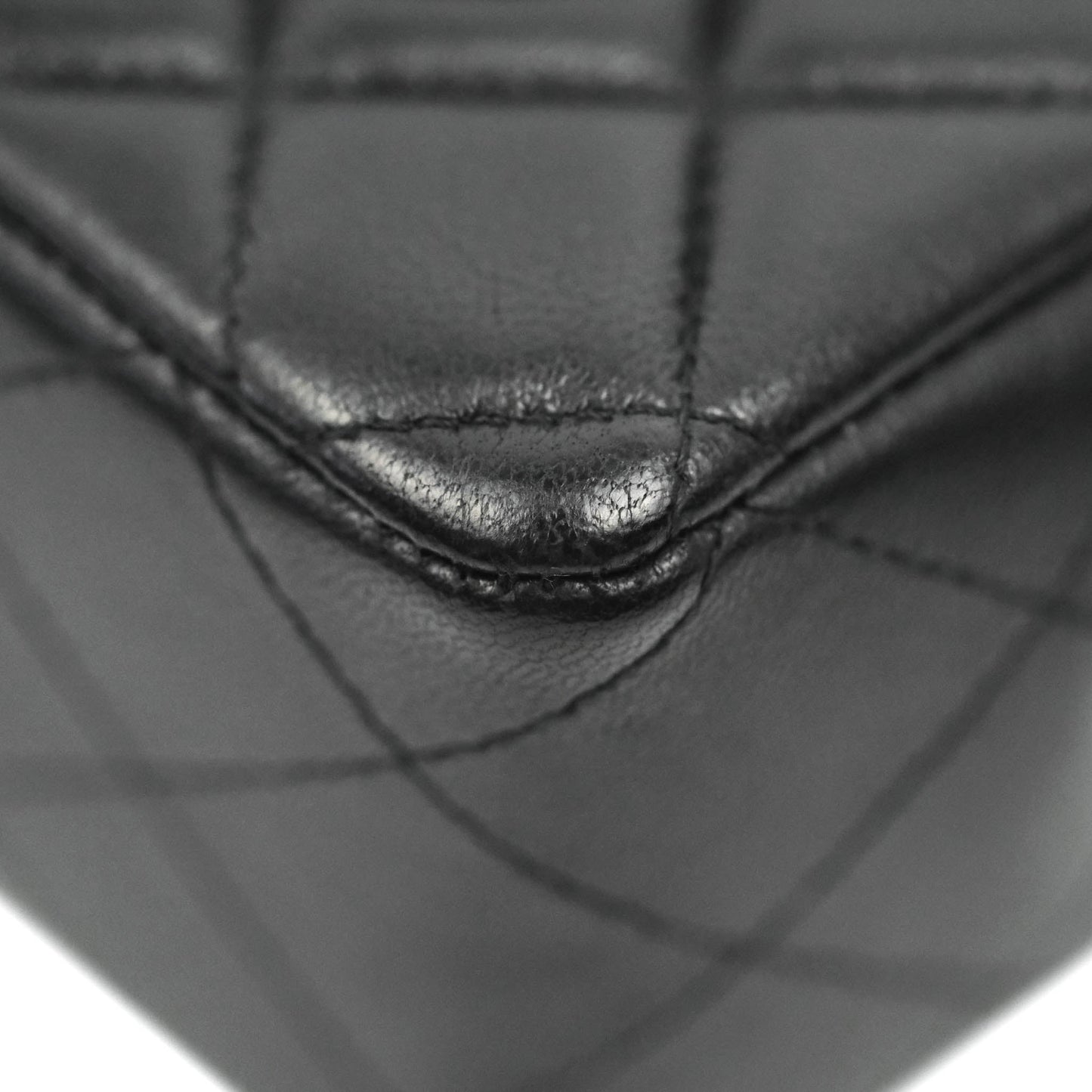 Chanel Quilted Mini Rectangular Flap Black Lambskin Silver Hardware