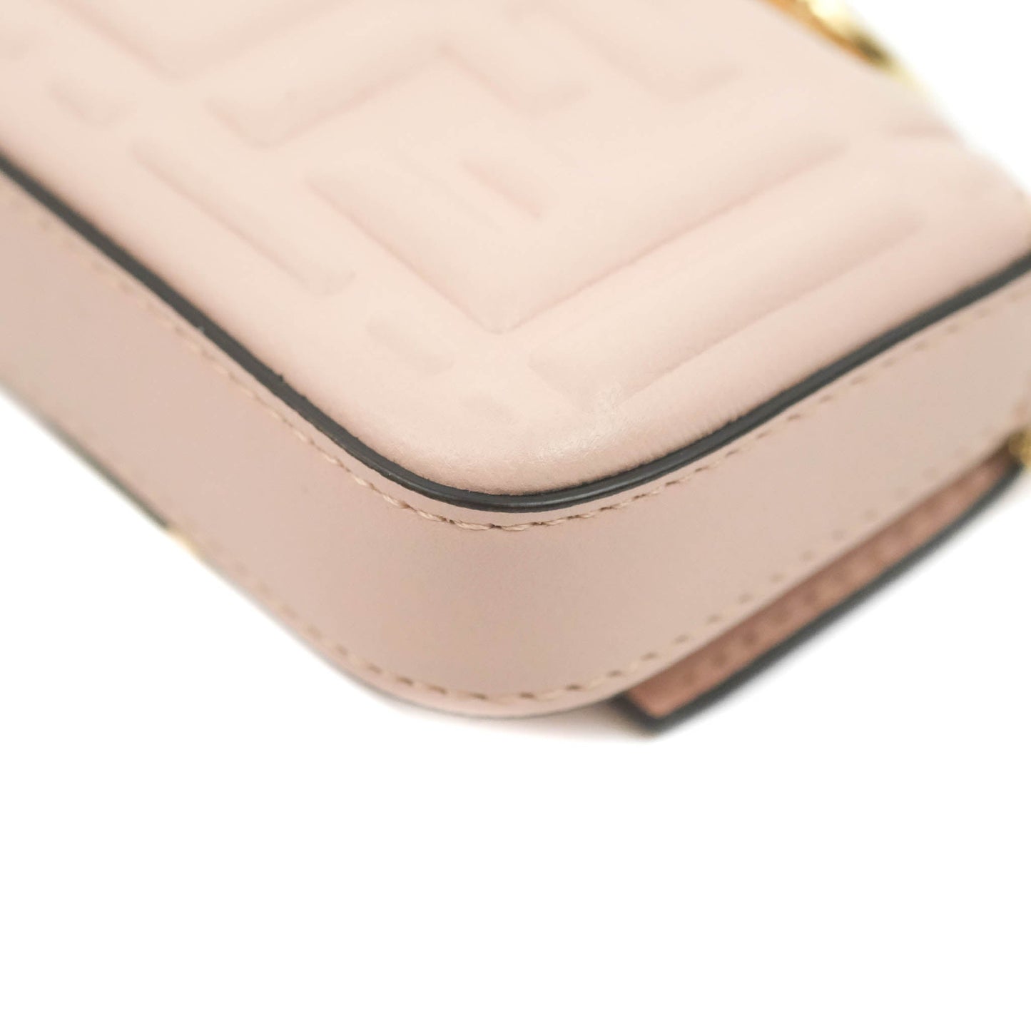 Fendi Nappa FF Embossed Nano Baguette Charm Beige Pink
