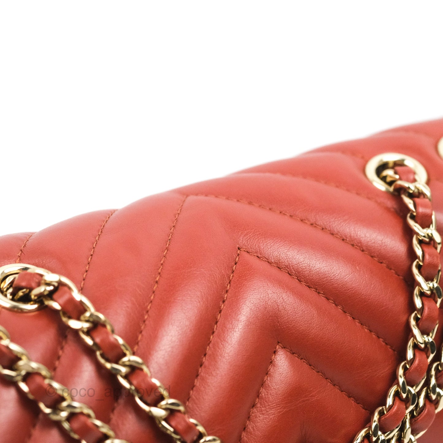 Chanel Small Statement Chevron Flap Bag Red Calfskin Gold Hardware