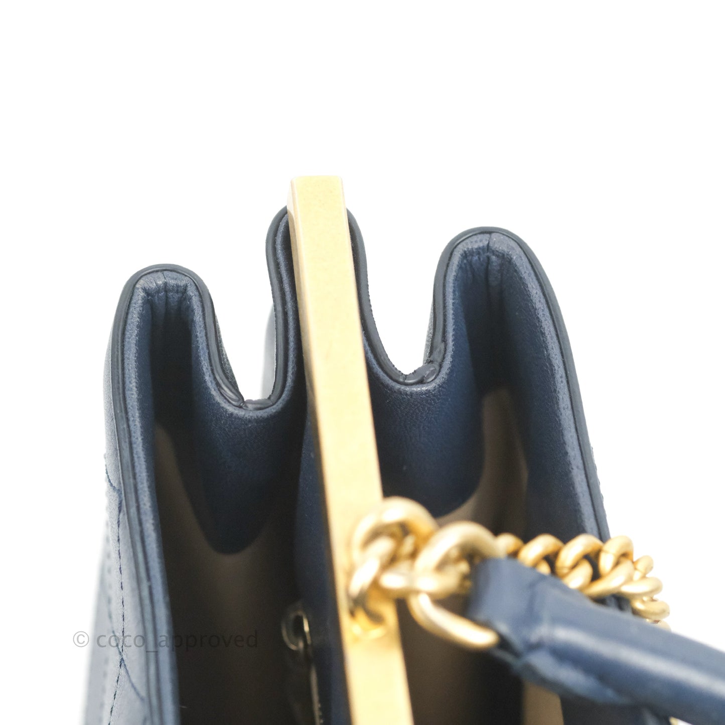 Chanel Flat Quilted Coco Luxe Large Shopping Bag Navy Aged Gold Hardware 18P