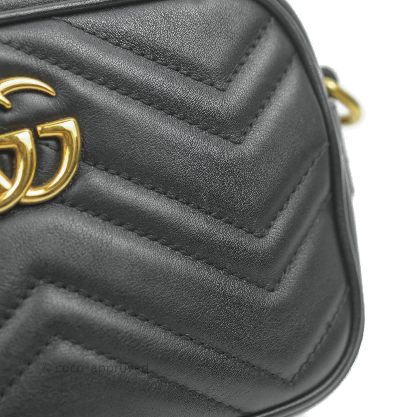Gucci Mini Matelasse GG Marmont Camera Bag Black Calfskin Gold Hardware