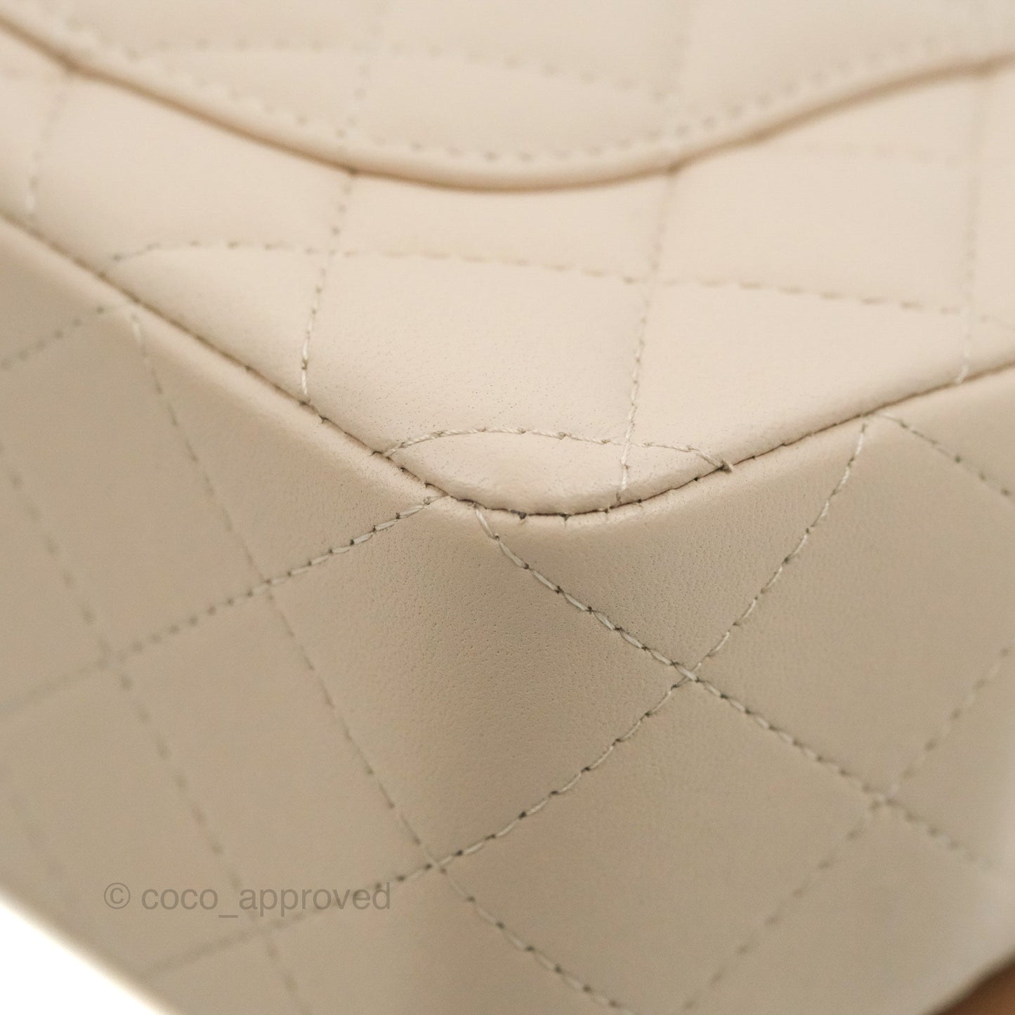 Chanel Top Handle Mini Rectangular Flap Bag Ecru/Beige Lambskin Gold Hardware 23P