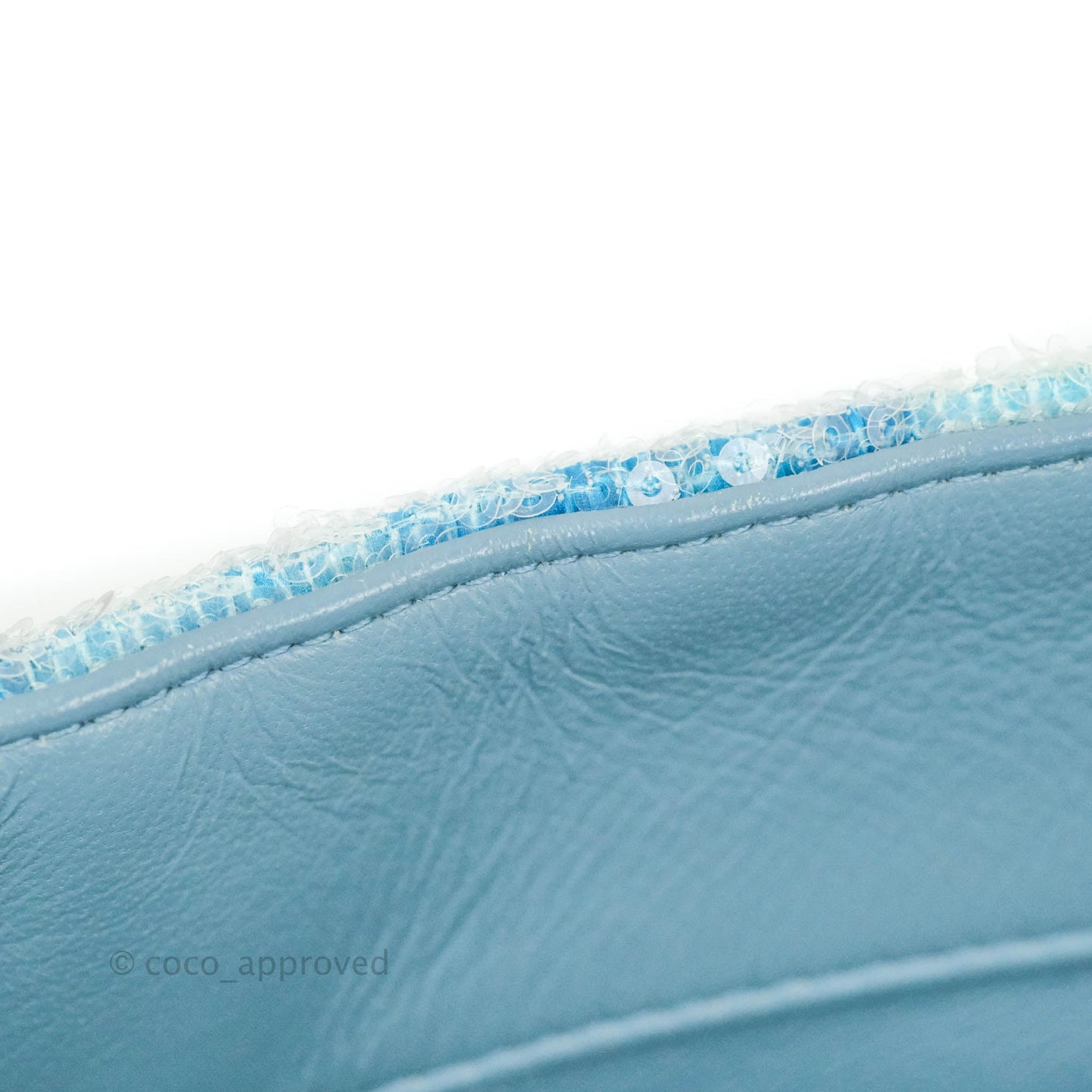Chanel Large Sequin Waterfall Flap Bag Blue Silver Hardware