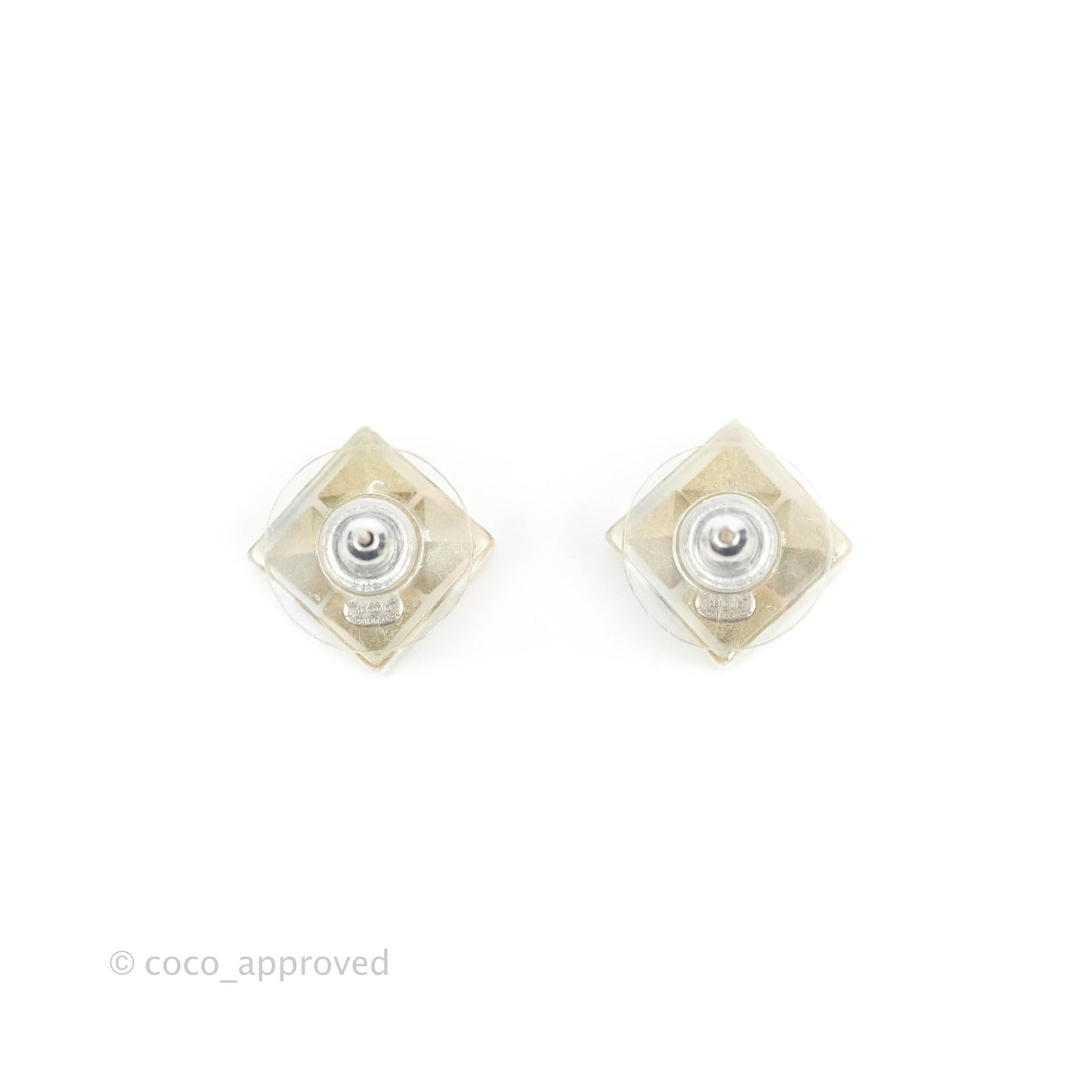 Chanel CC Earrings Clear Square