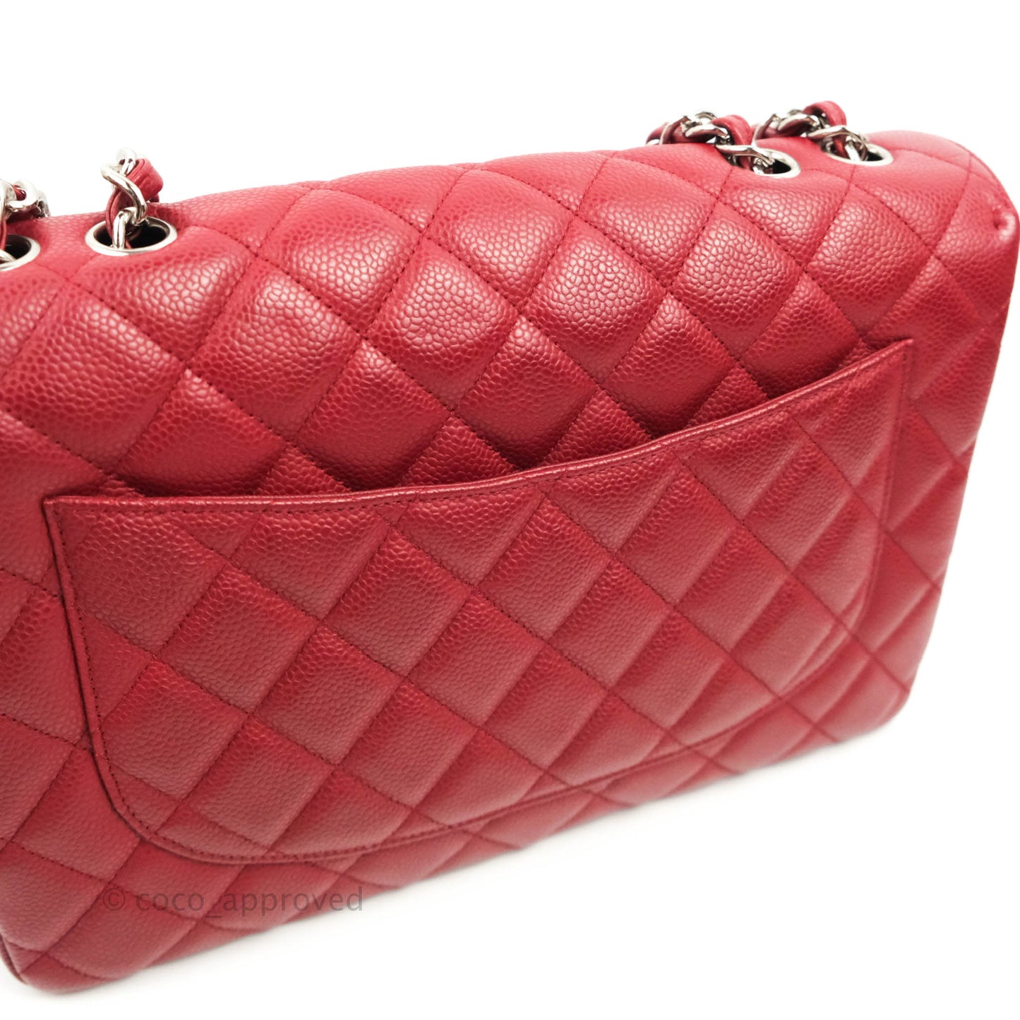 Chanel Jumbo Single Flap Burgundy Caviar Silver Hardware⁣⁣