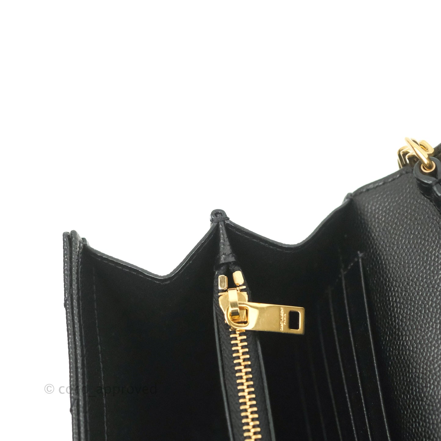Saint Laurent Wallet on Chain Large Black Grained Leather Gold Hardware