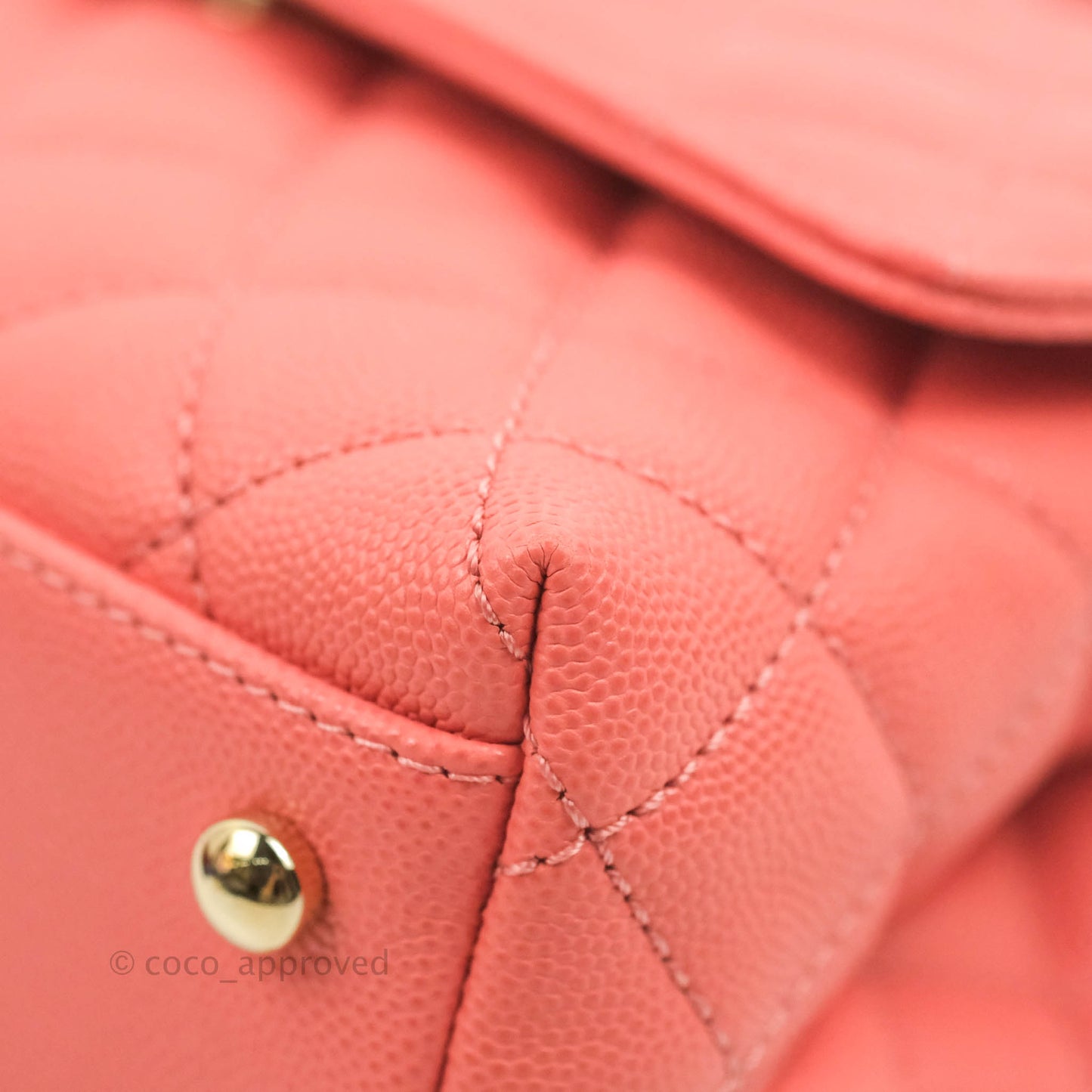Chanel Small Quilted Coco Handle Coral Pink Caviar Gold Hardware