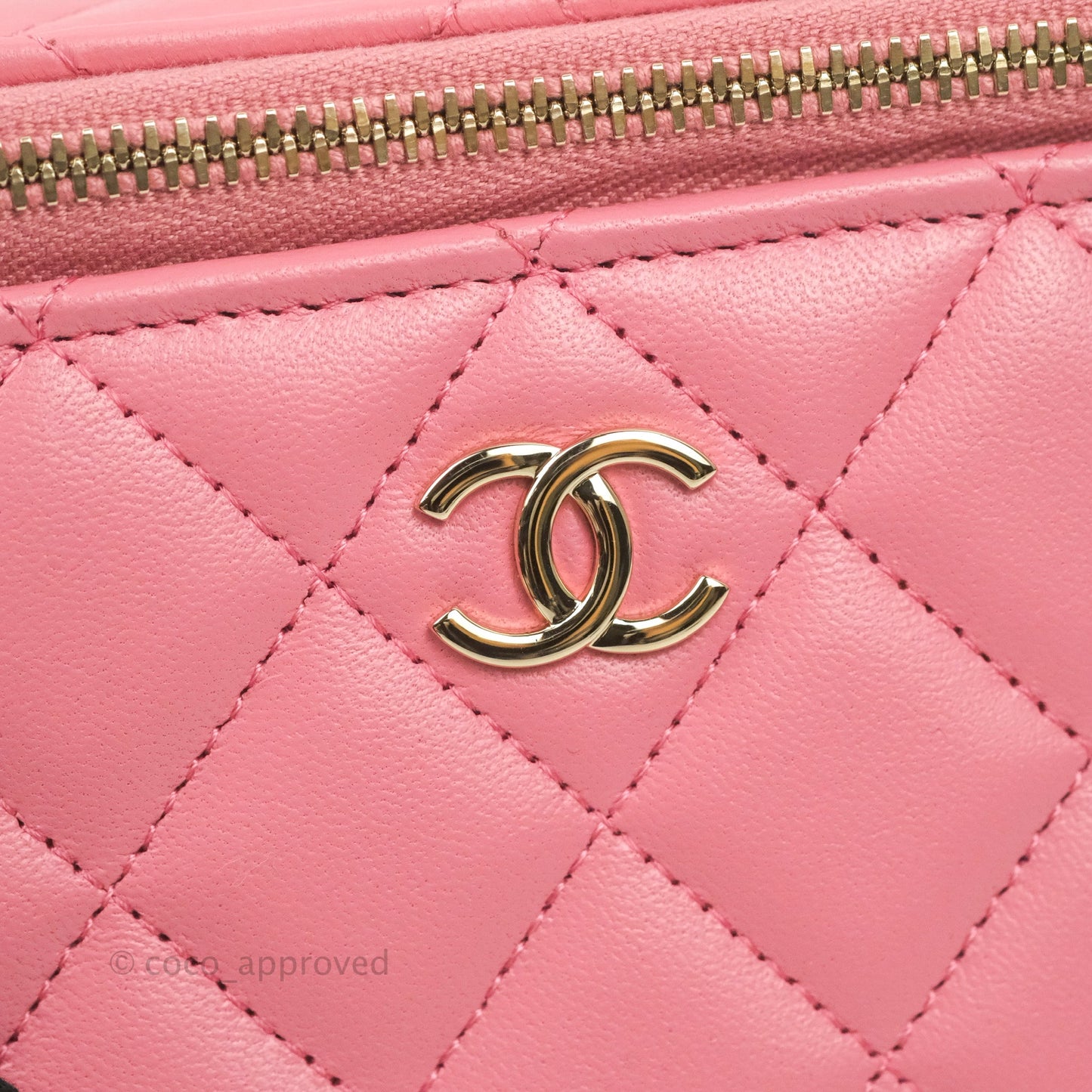 Chanel Vanity Rectangular Top Handle Pink Lambskin Gold Hardware