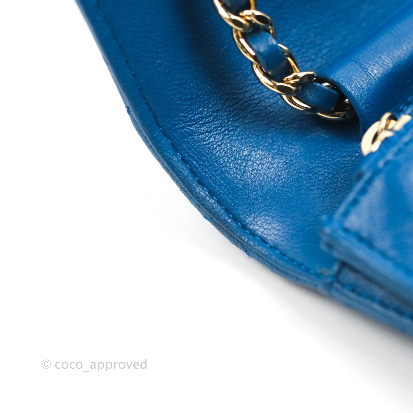 Chanel Quilted Classic Wallet on Chain WOC Blue Lambskin Gold Hardware