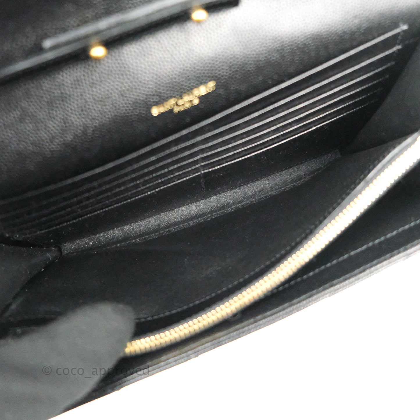 Saint Laurent Wallet on Chain Large Black Grained Leather Gold Hardware