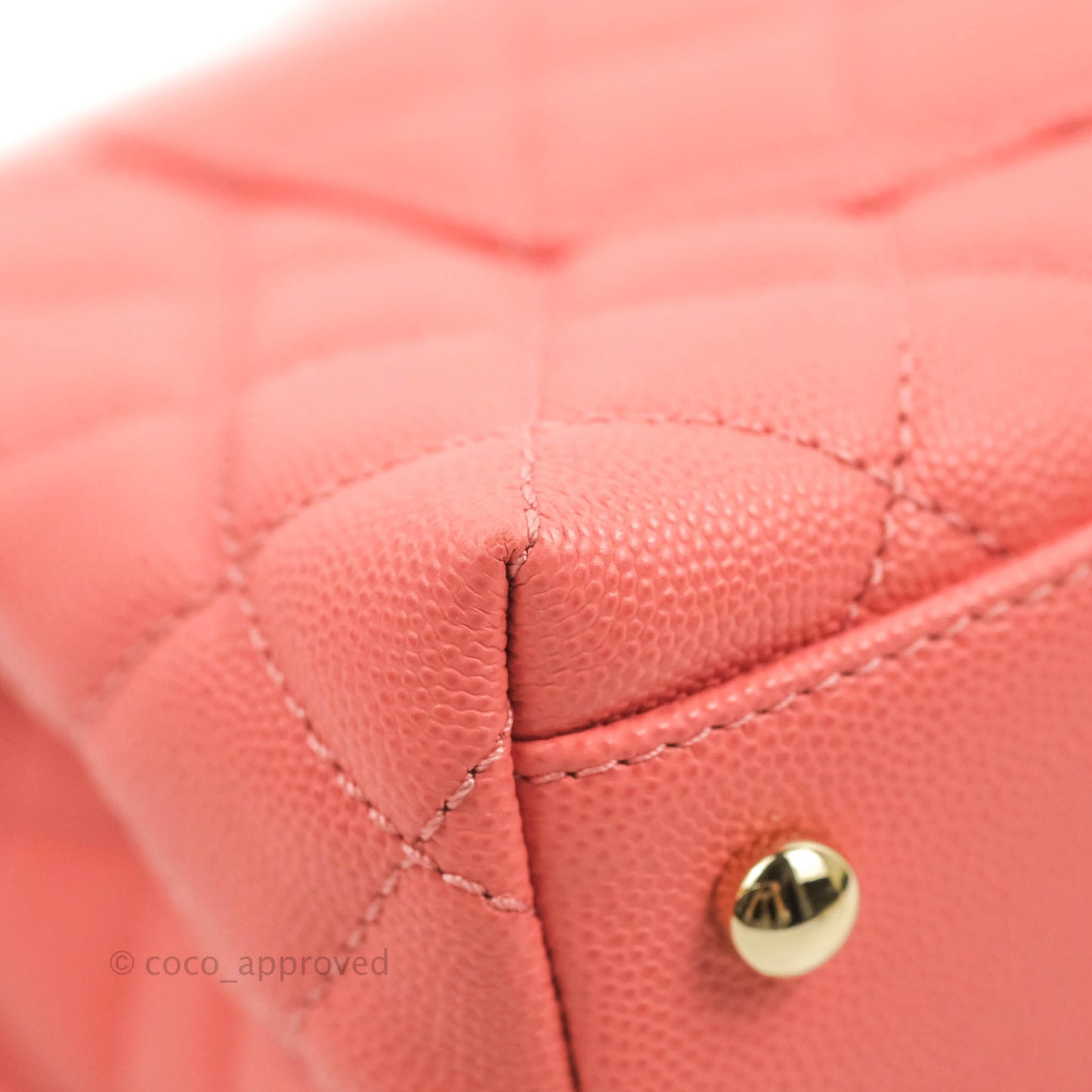 Chanel Small Quilted Coco Handle Coral Pink Caviar Gold Hardware