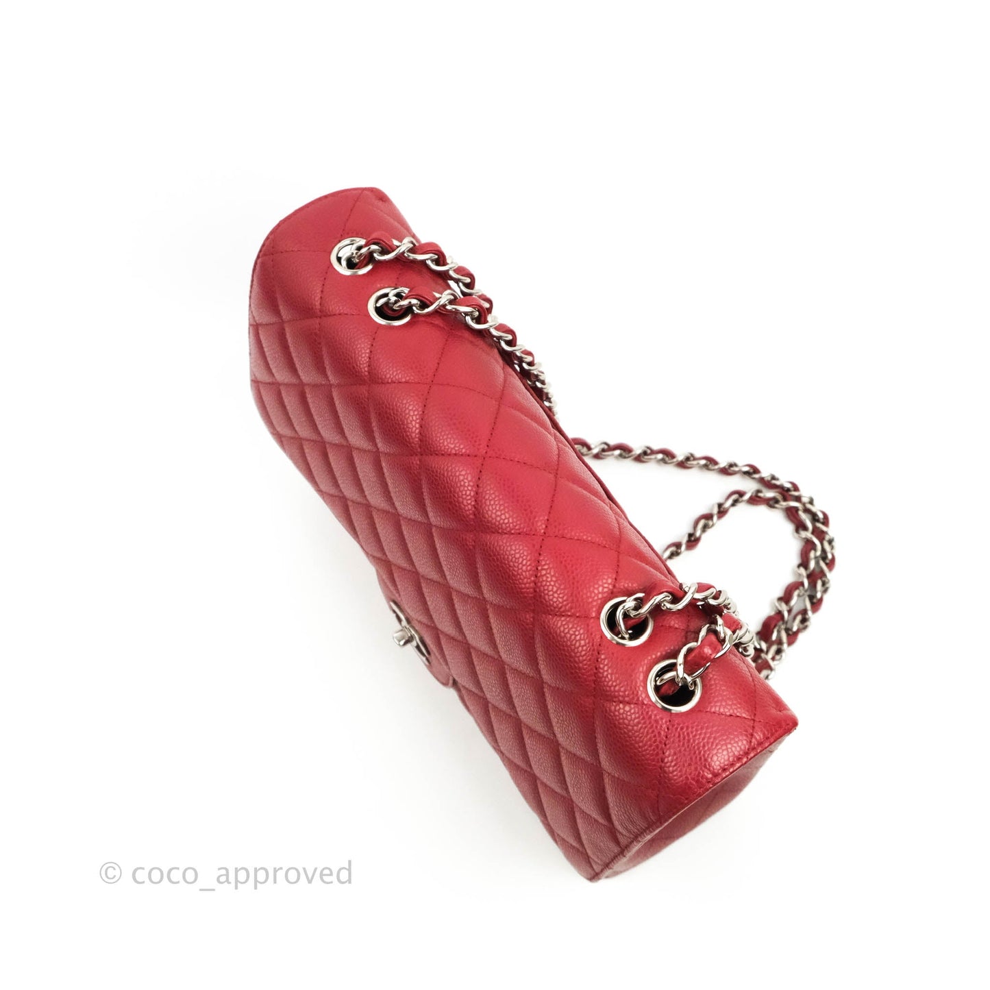 Chanel Jumbo Single Flap Burgundy Caviar Silver Hardware⁣⁣