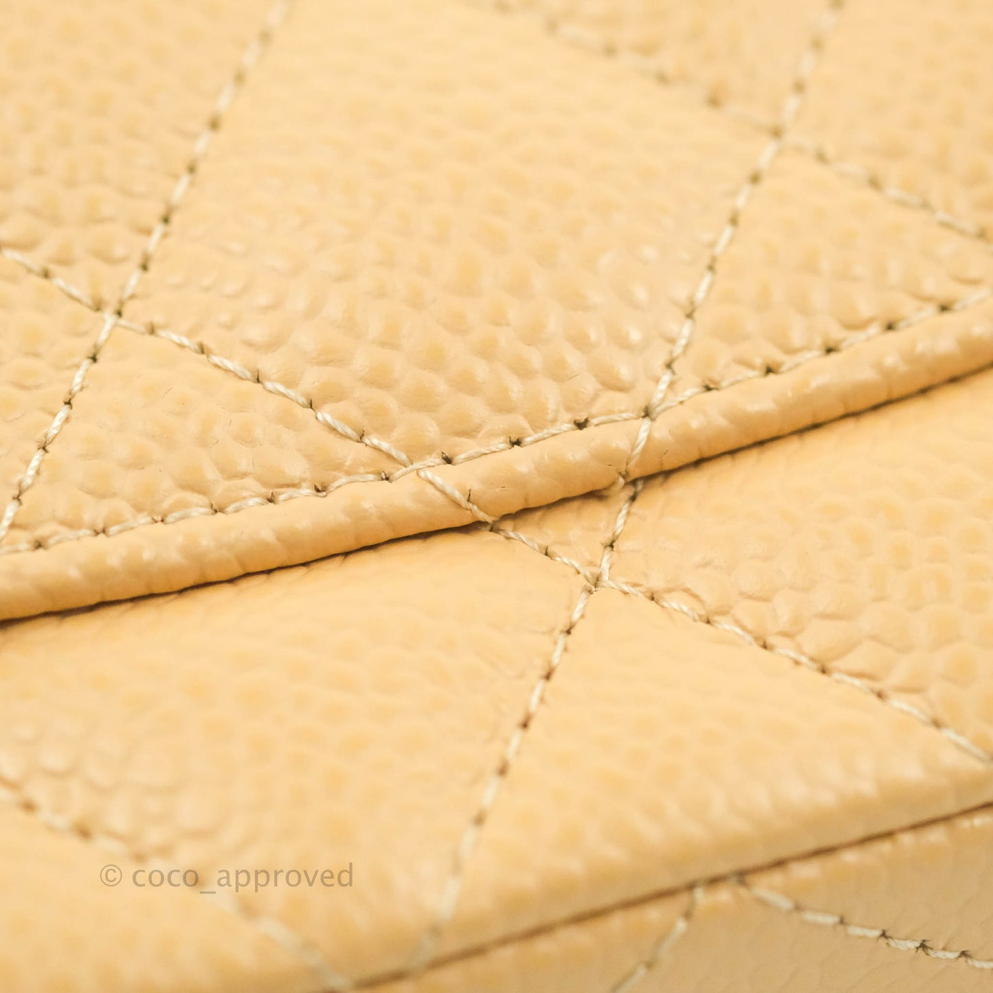 Chanel Classic M/L Medium Flap Quilted Beige Caviar Gold Hardware