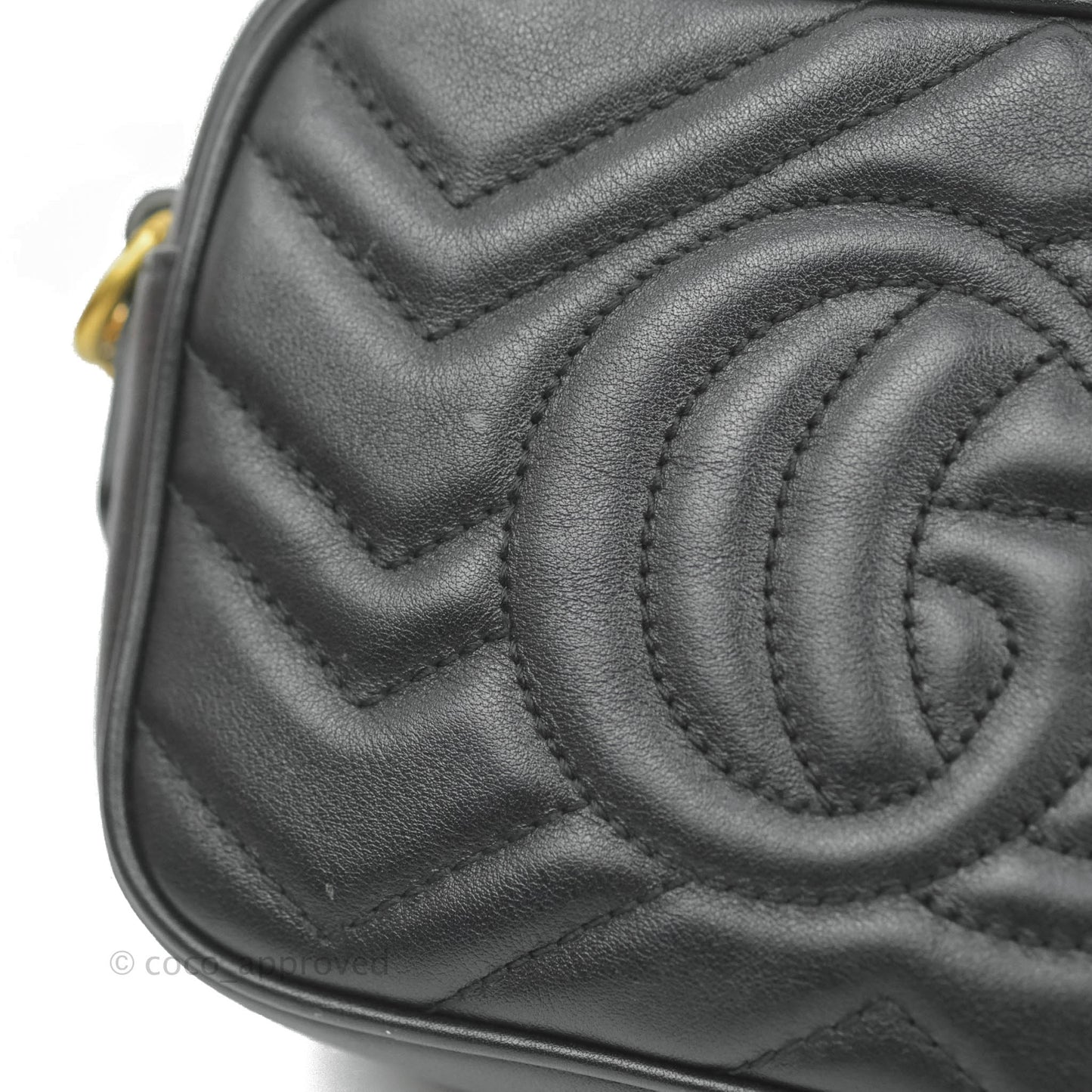 Gucci Mini Matelasse GG Marmont Camera Bag Black Calfskin Gold Hardware