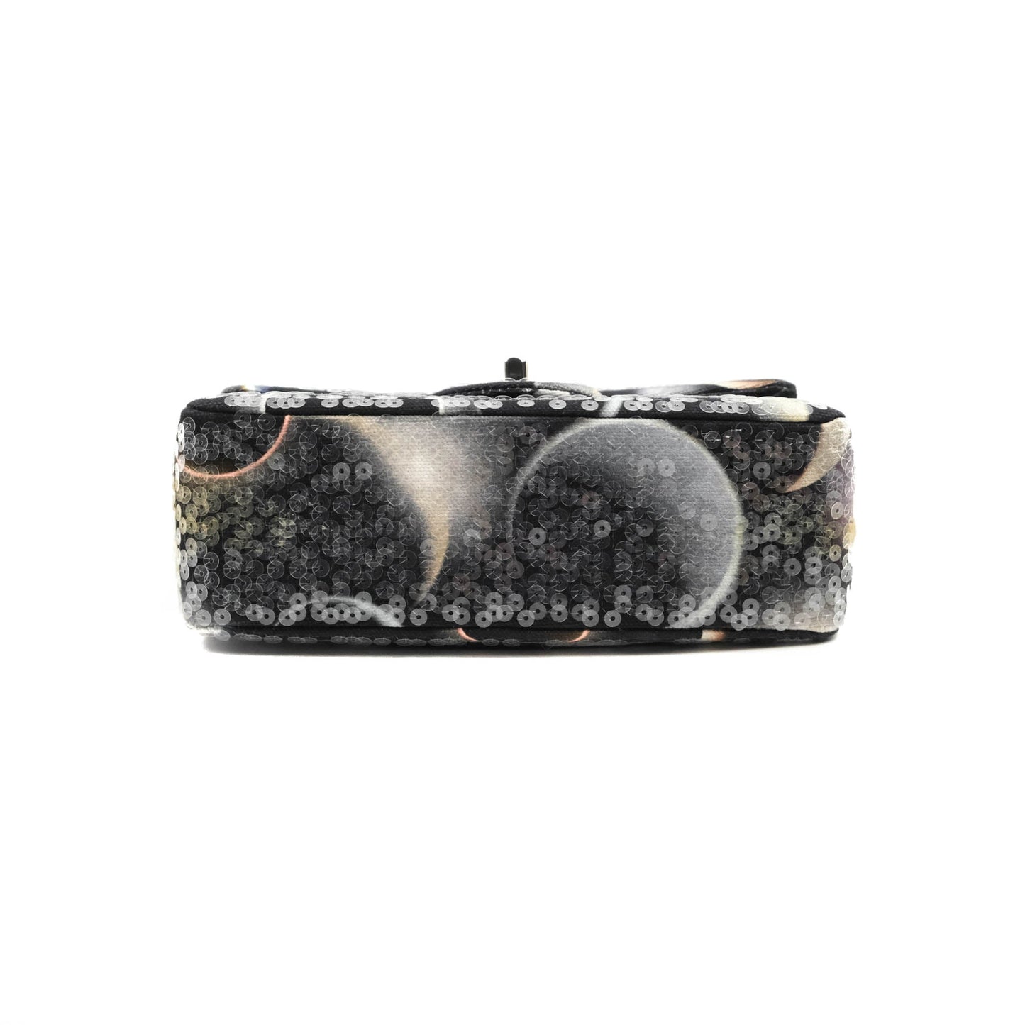 Chanel Mini Rectangular Flap Sequin Printed Canvas Silver Hardware 17K