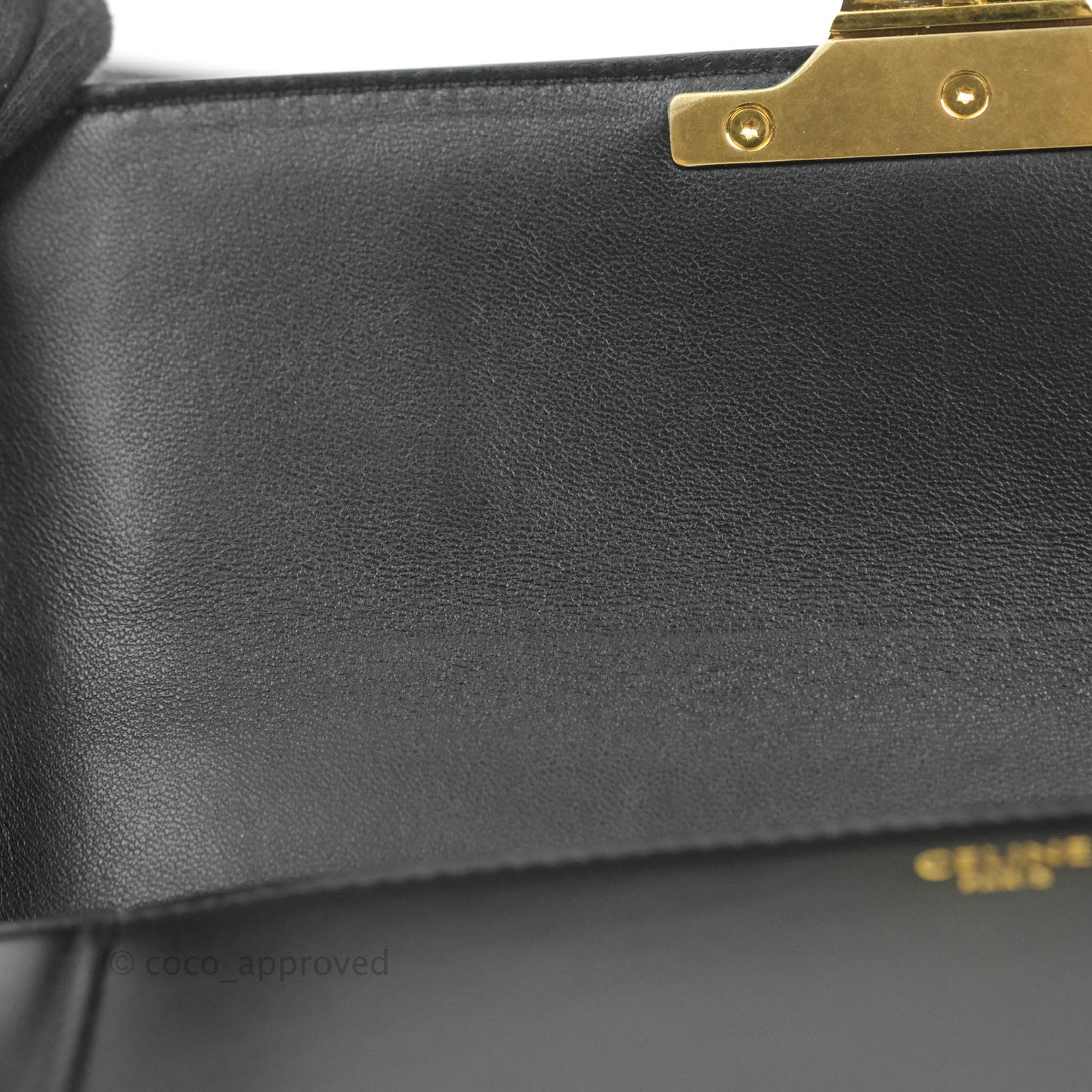 Celine Chain Bag Triomphe in Black Calfskin