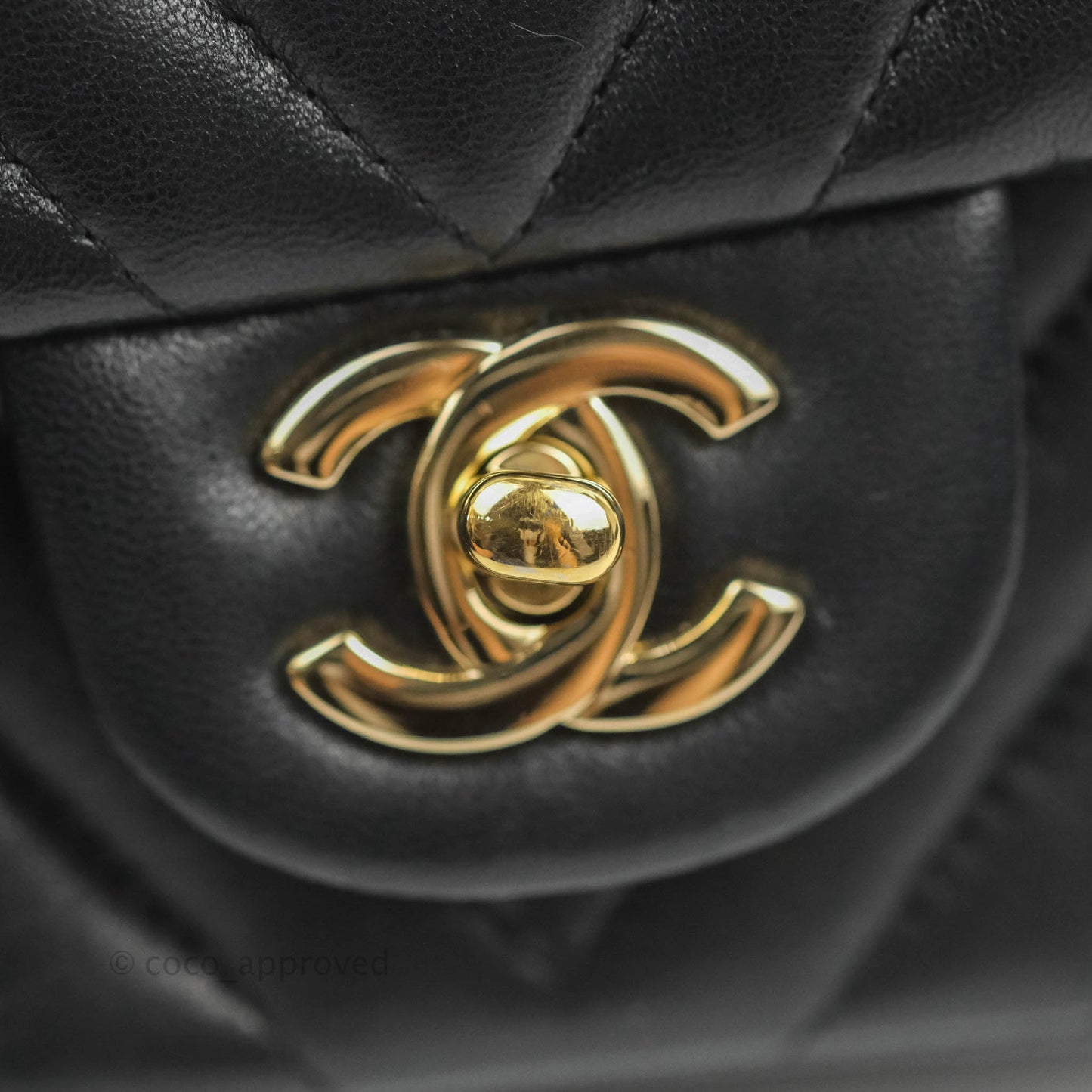 Chanel Mini Square Black Chevron Lambskin Gold Hardware