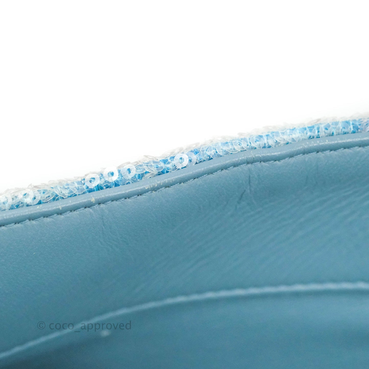 Chanel Large Sequin Waterfall Flap Bag Blue Silver Hardware