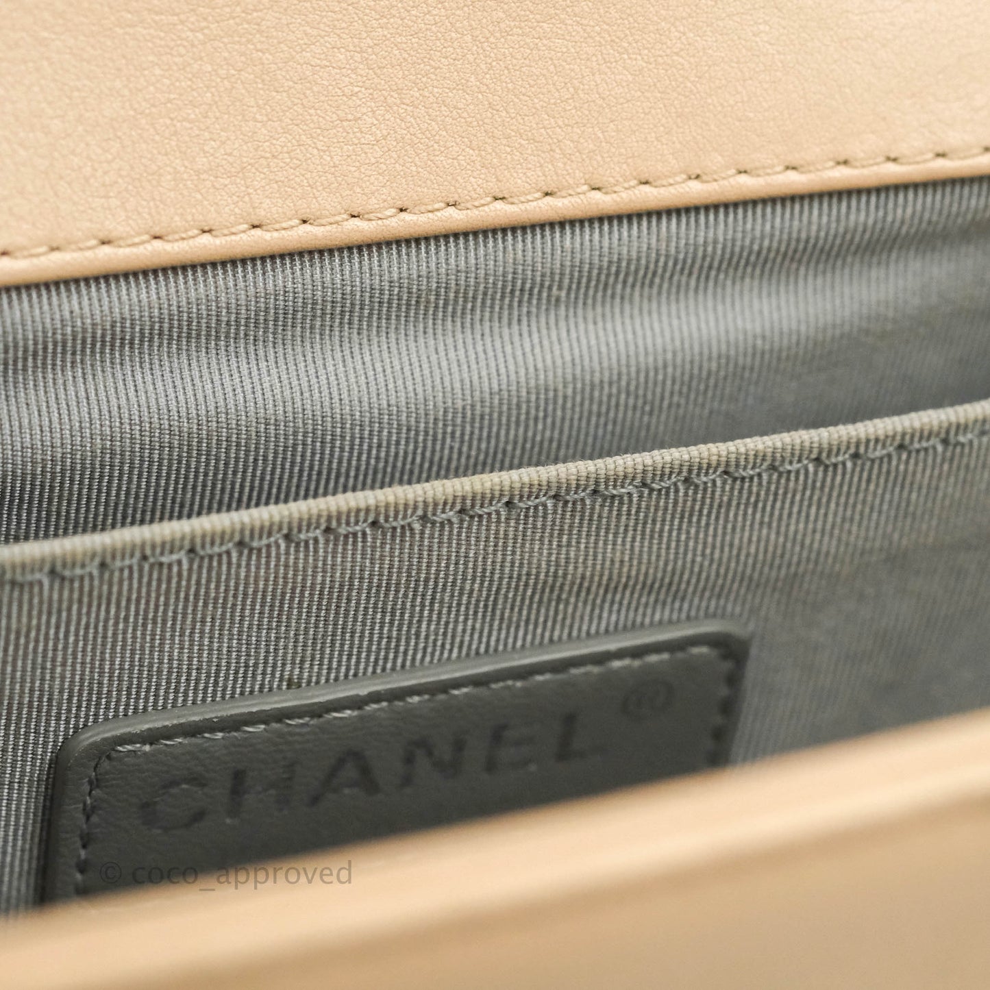 Chanel Chevron Medium Boy Light Pink Beige Calfskin Silver Hardware