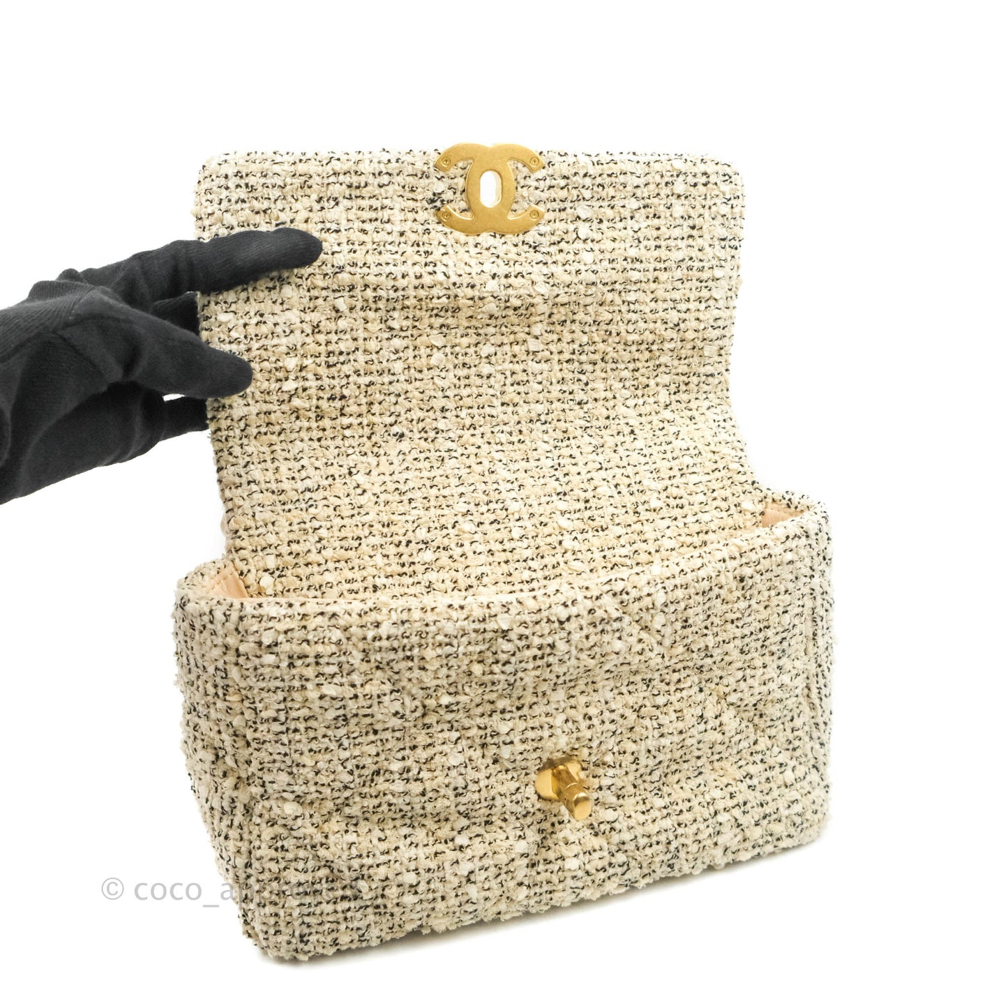 Chanel 19 Small Tweed Oreo Cream Mixed Hardware
