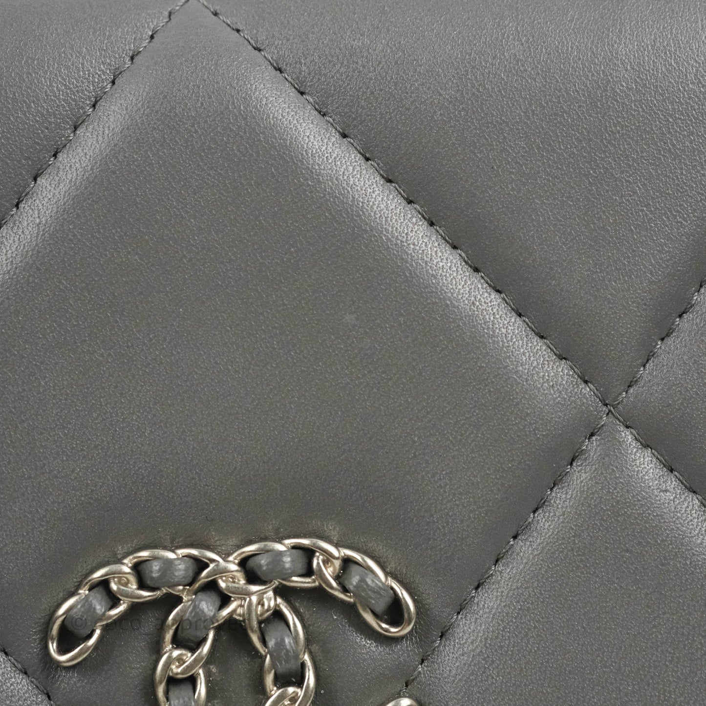 Chanel 19 Wallet on Chain WOC Dark Grey Lambskin Mixed Hardware