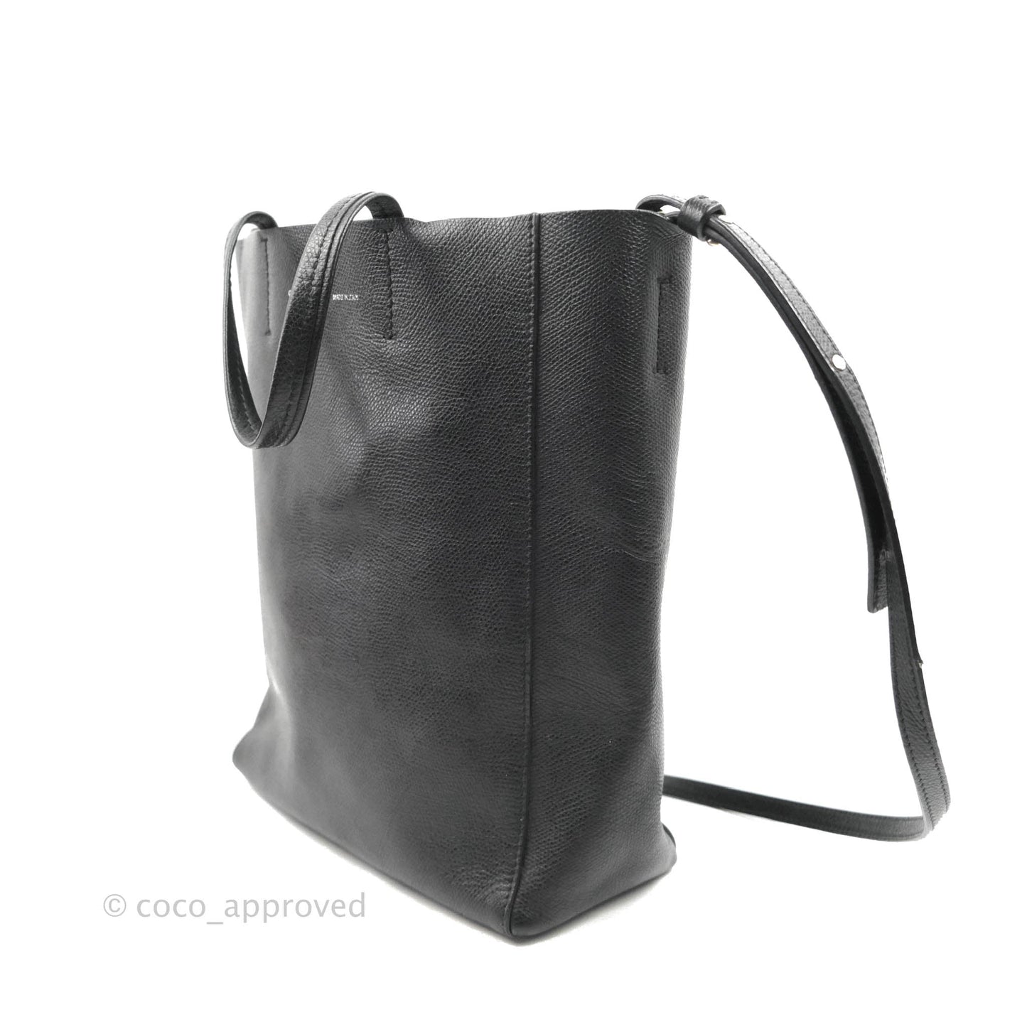 Celine Small Vertical Cabas Tote Grained Calfskin Black Silver Hardware