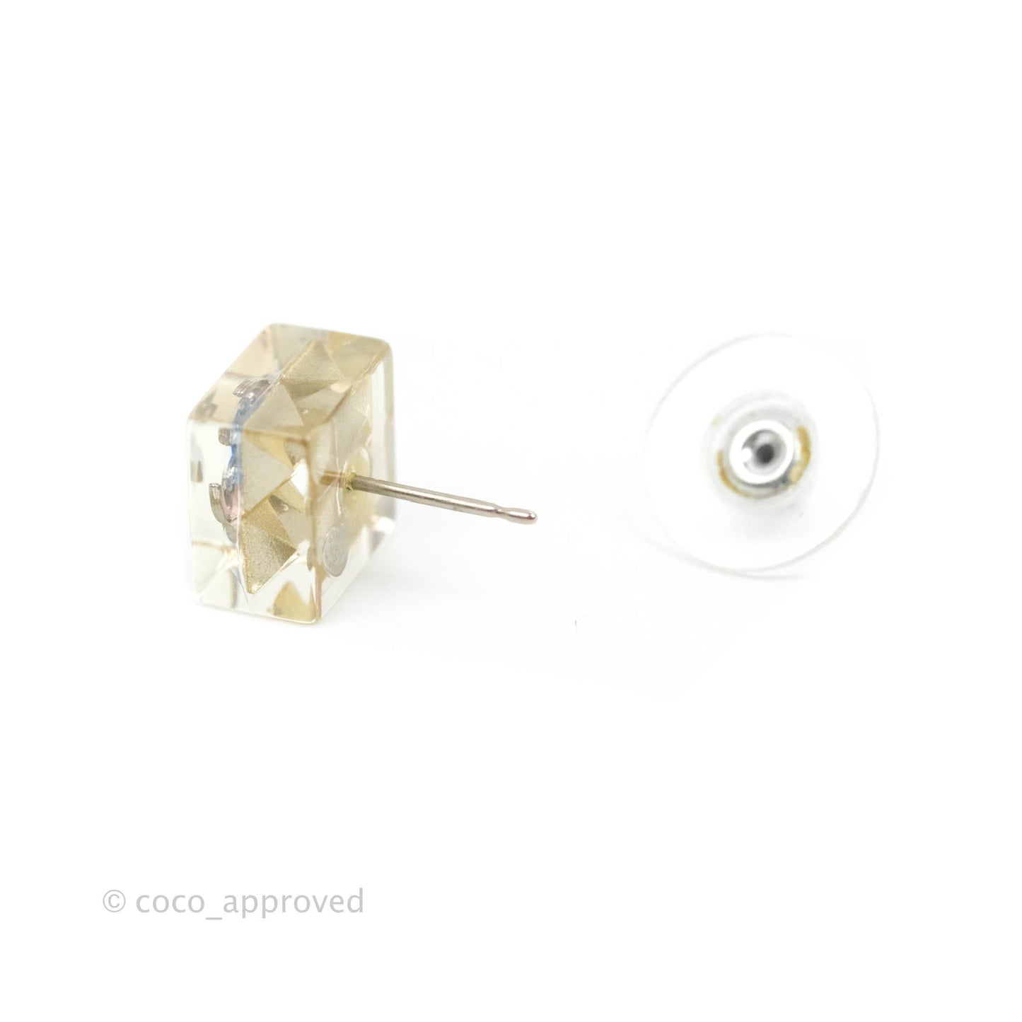 Chanel CC Earrings Clear Square