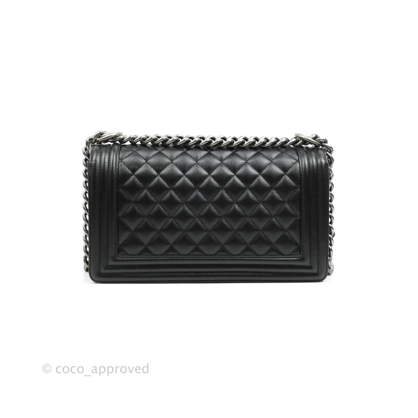 Chanel Boy Quilted Medium Black Caviar Ruthenium Hardware