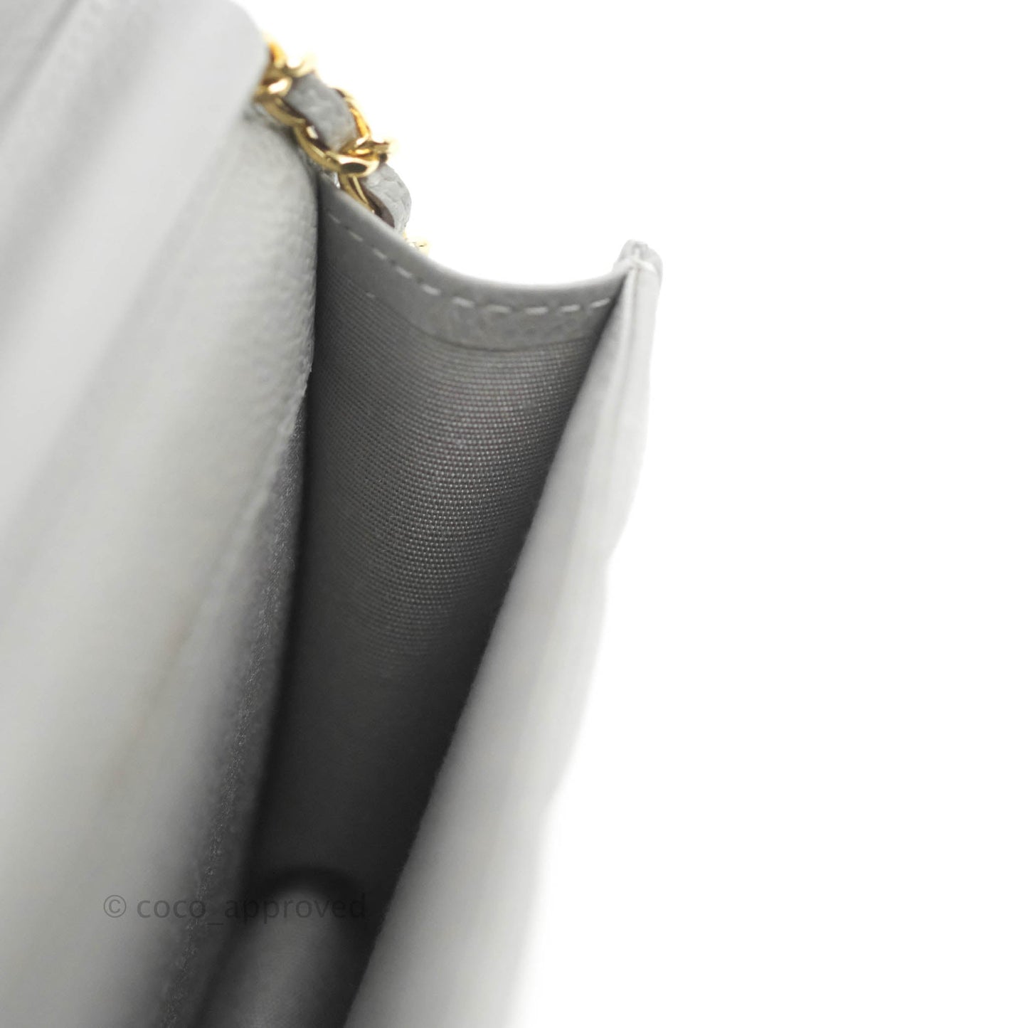 Chanel Miss Coco Clutch With Chain Quilted Grey Caviar Gold Hardware