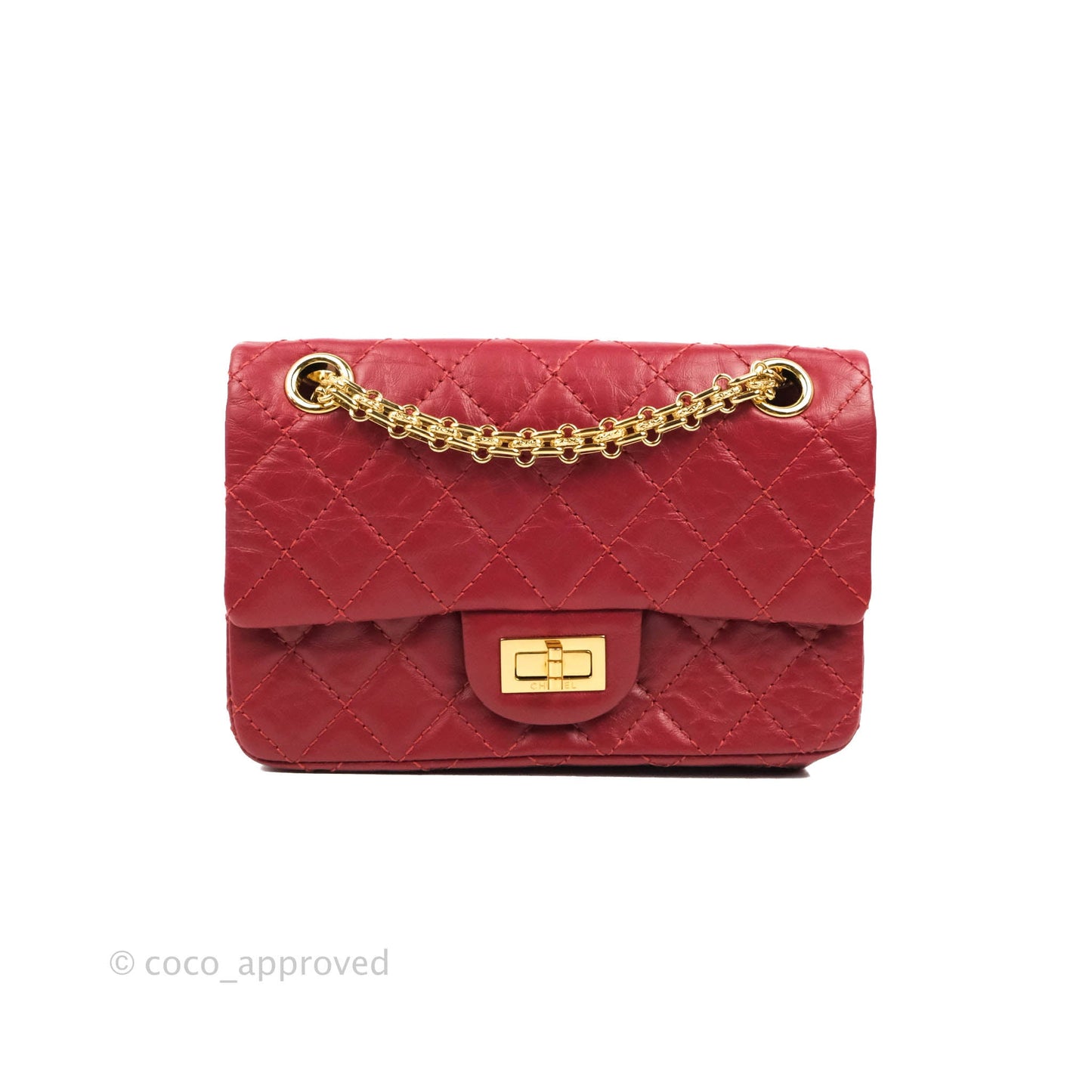 Chanel Mini Reissue 224 Red Aged Calfskin Gold Hardware