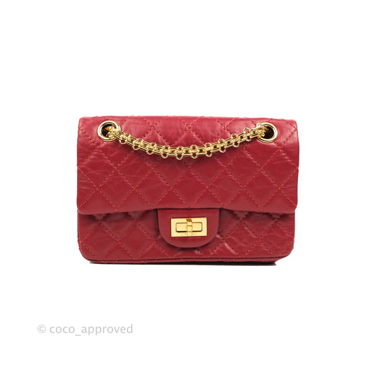 Chanel Mini Reissue 224 Red Aged Calfskin Gold Hardware