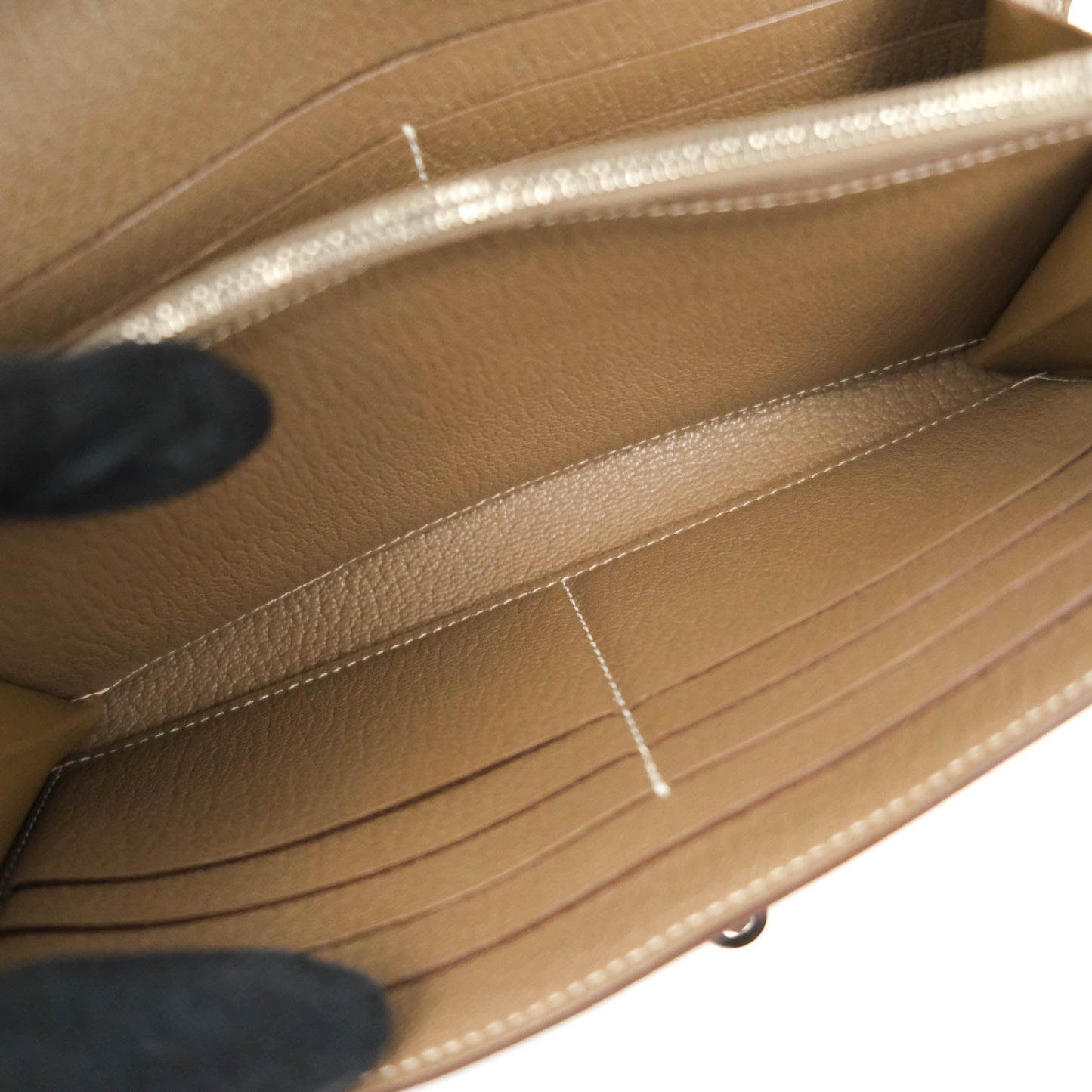Hermès Kelly Wallet Etoupe Chevre Mysore Palladium Hardware