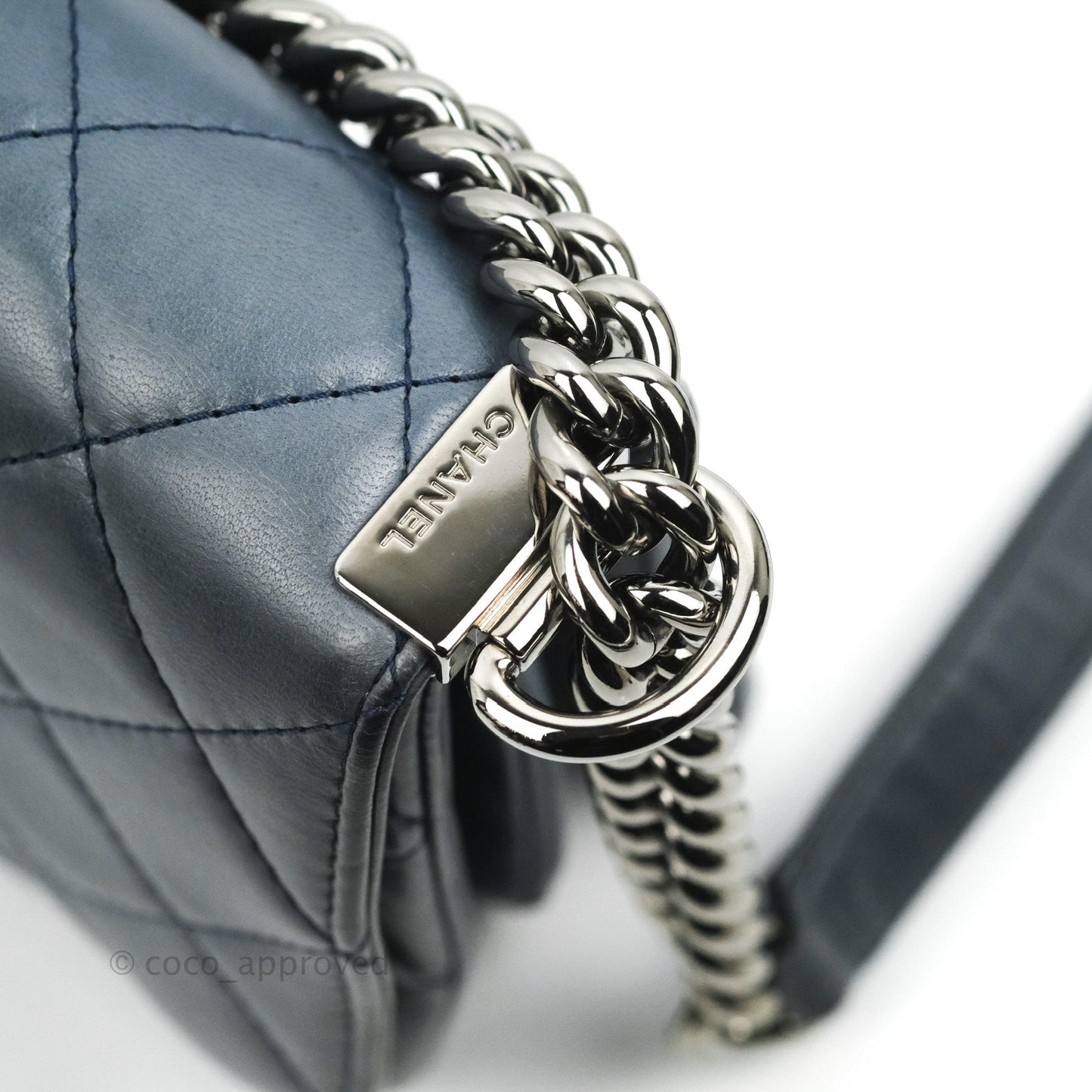 Chanel Boy Clutch With Chain Lambskin Dark Silver Hardware